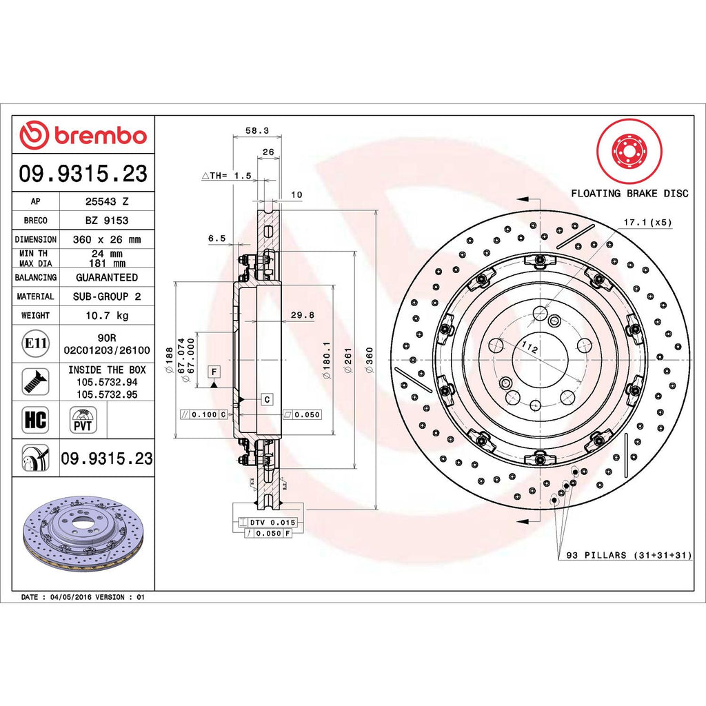 Brembo Disc Brake Rotor 09.9315.23