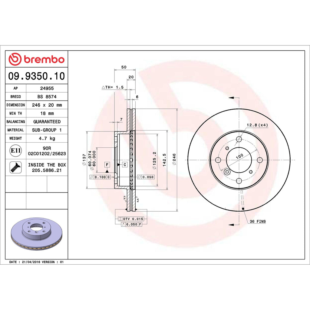 Brembo Disc Brake Rotor 09.9350.10