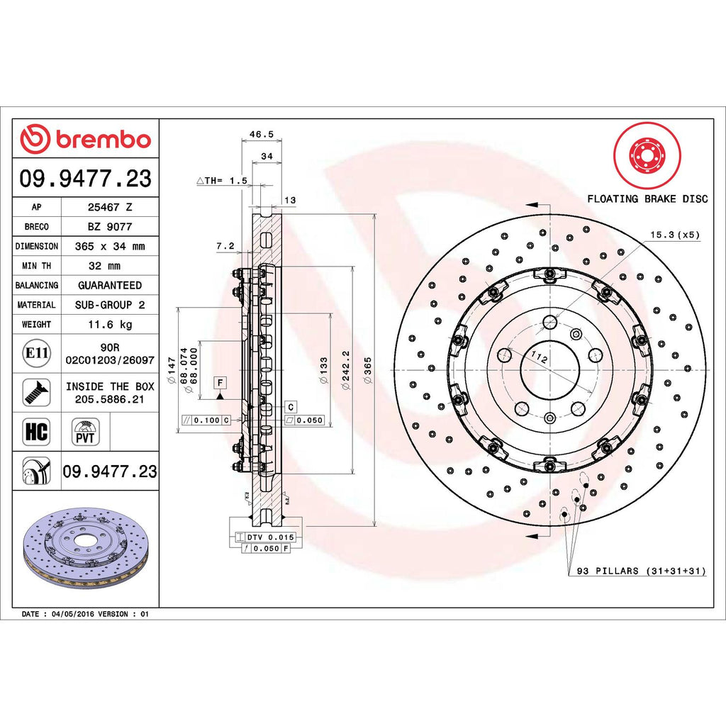 Brembo Disc Brake Rotor 09.9477.23