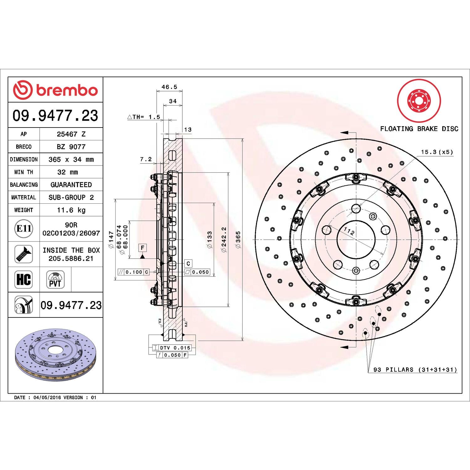 Brembo Disc Brake Rotor 09.9477.23