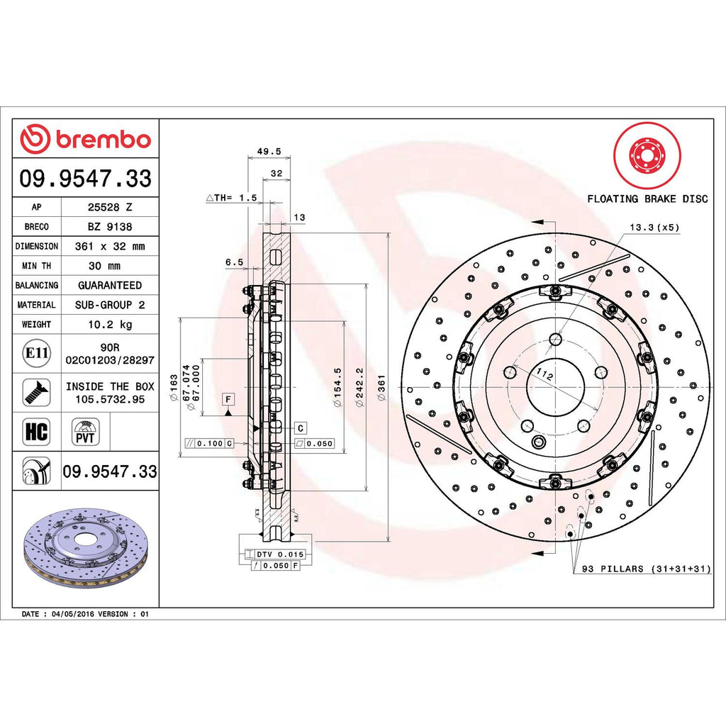 Brembo Disc Brake Rotor 09.9547.33