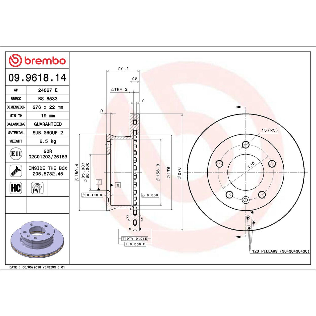 Brembo Disc Brake Rotor 09.9618.14