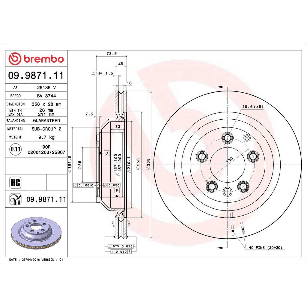 Brembo Disc Brake Rotor 09.9871.11