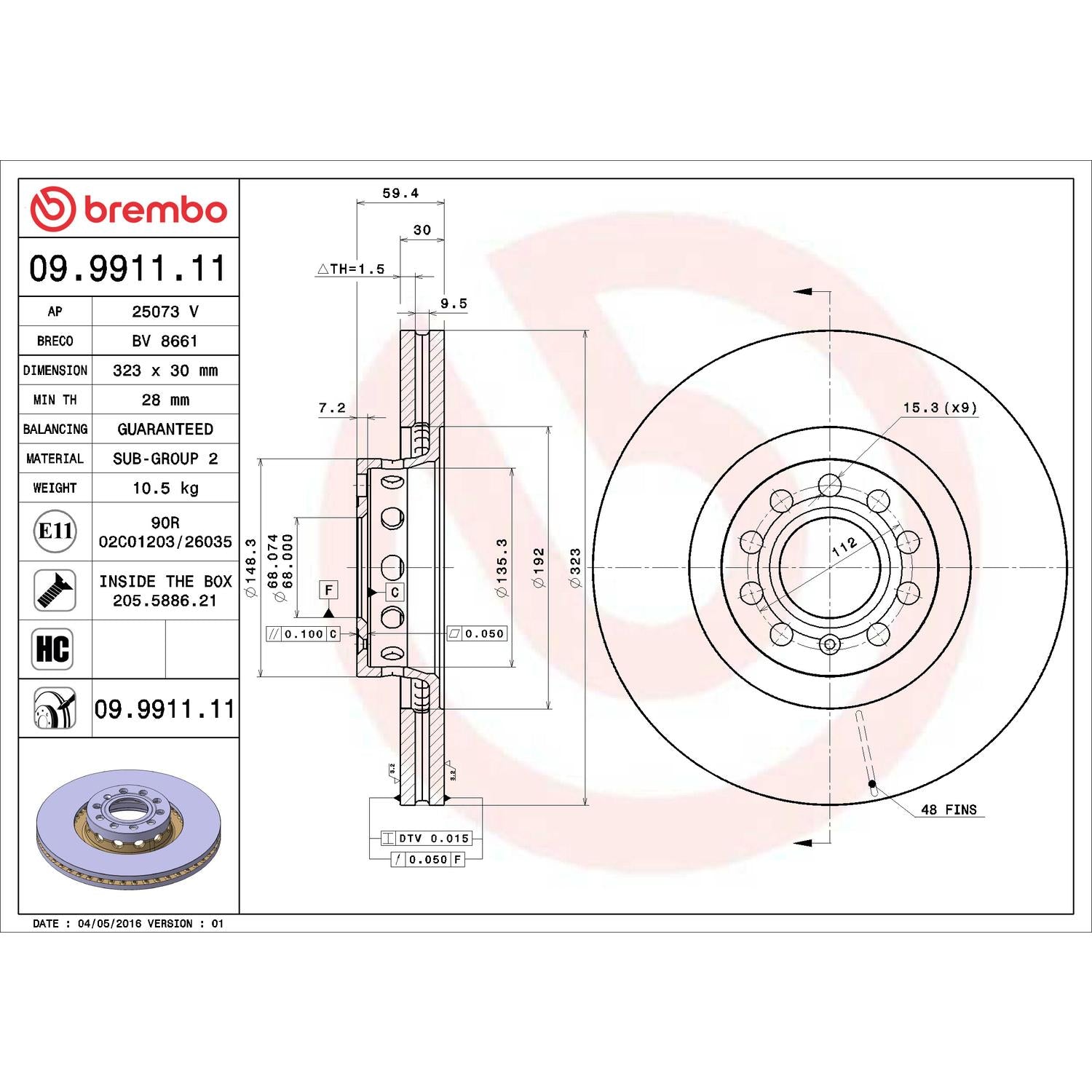 Brembo Disc Brake Rotor 09.9911.11