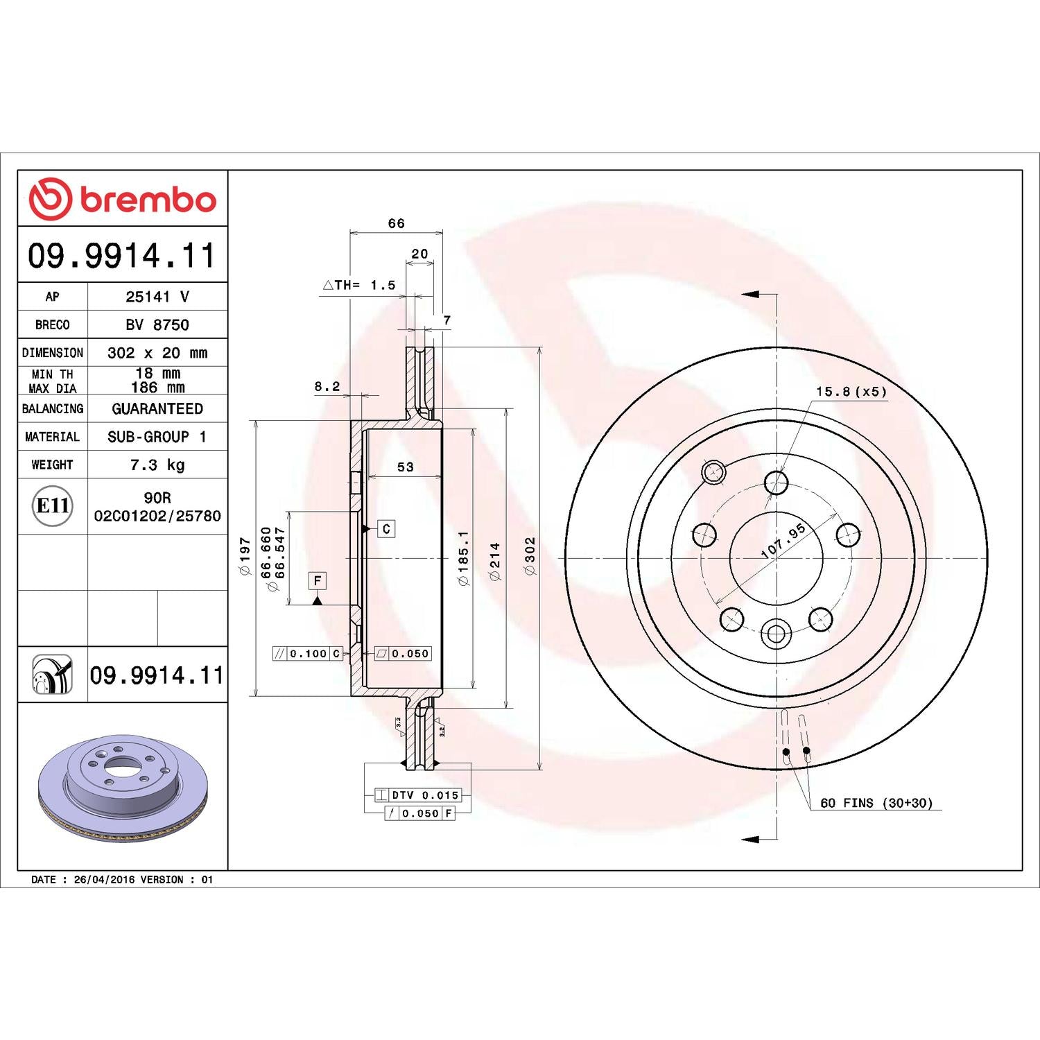 Brembo Disc Brake Rotor 09.9914.11
