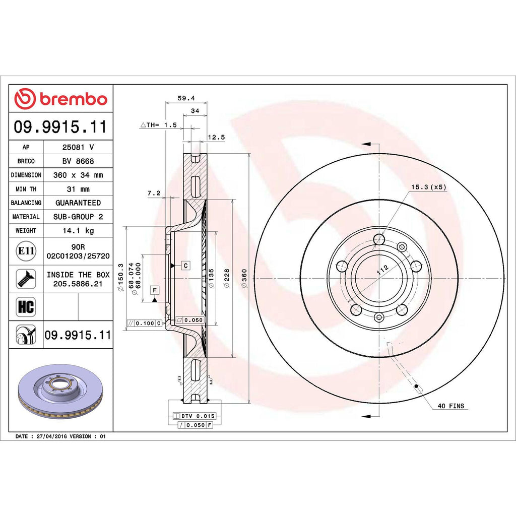 Brembo Disc Brake Rotor 09.9915.11