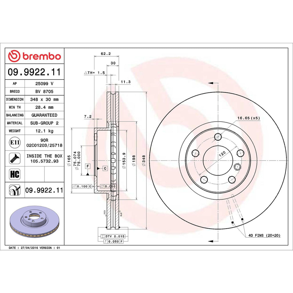 Brembo Disc Brake Rotor 09.9922.11