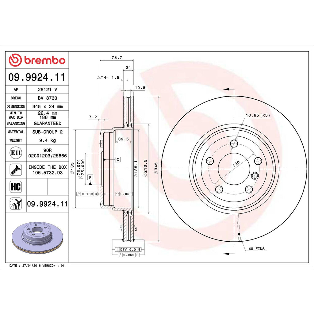 Brembo Disc Brake Rotor 09.9924.11