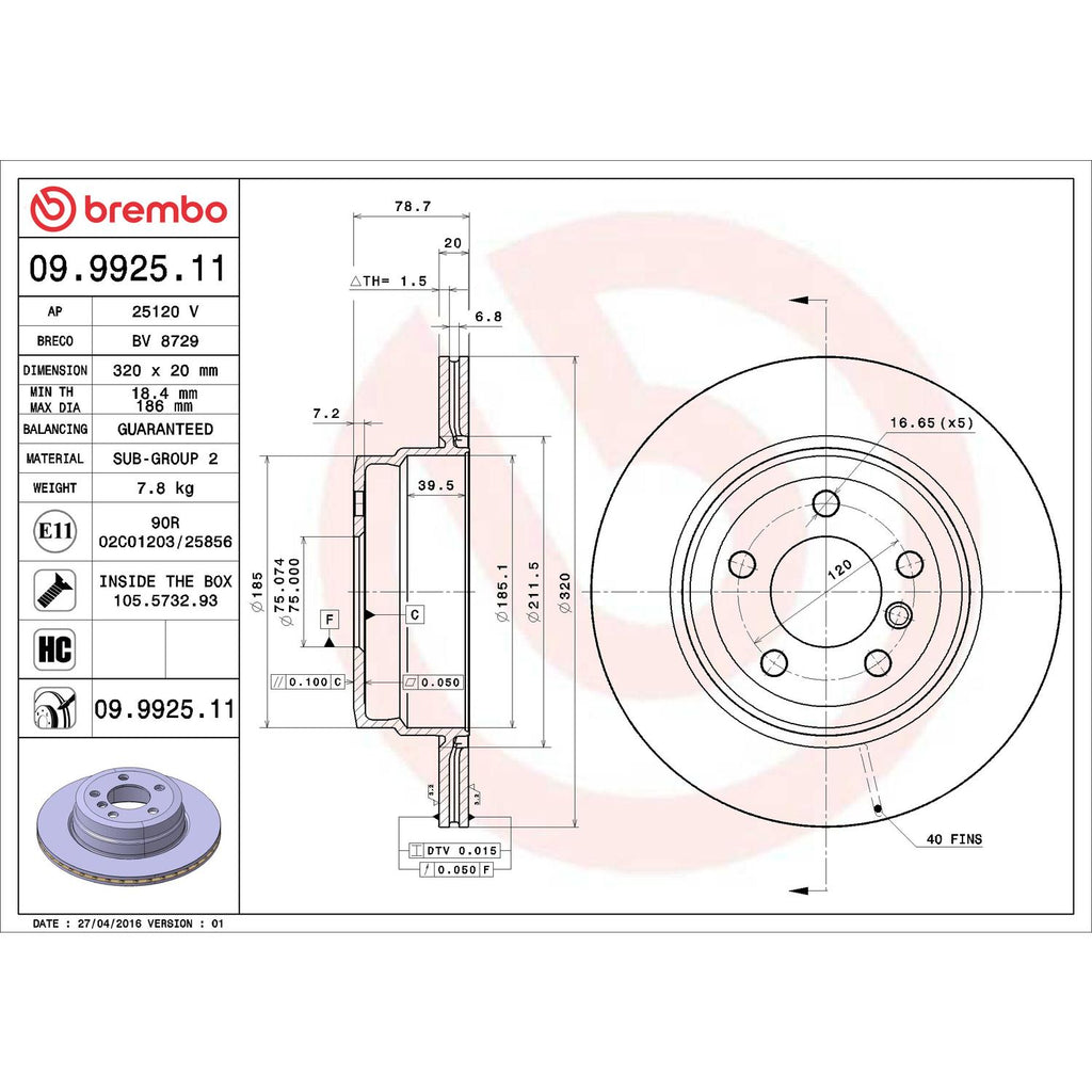 Brembo Disc Brake Rotor 09.9925.11