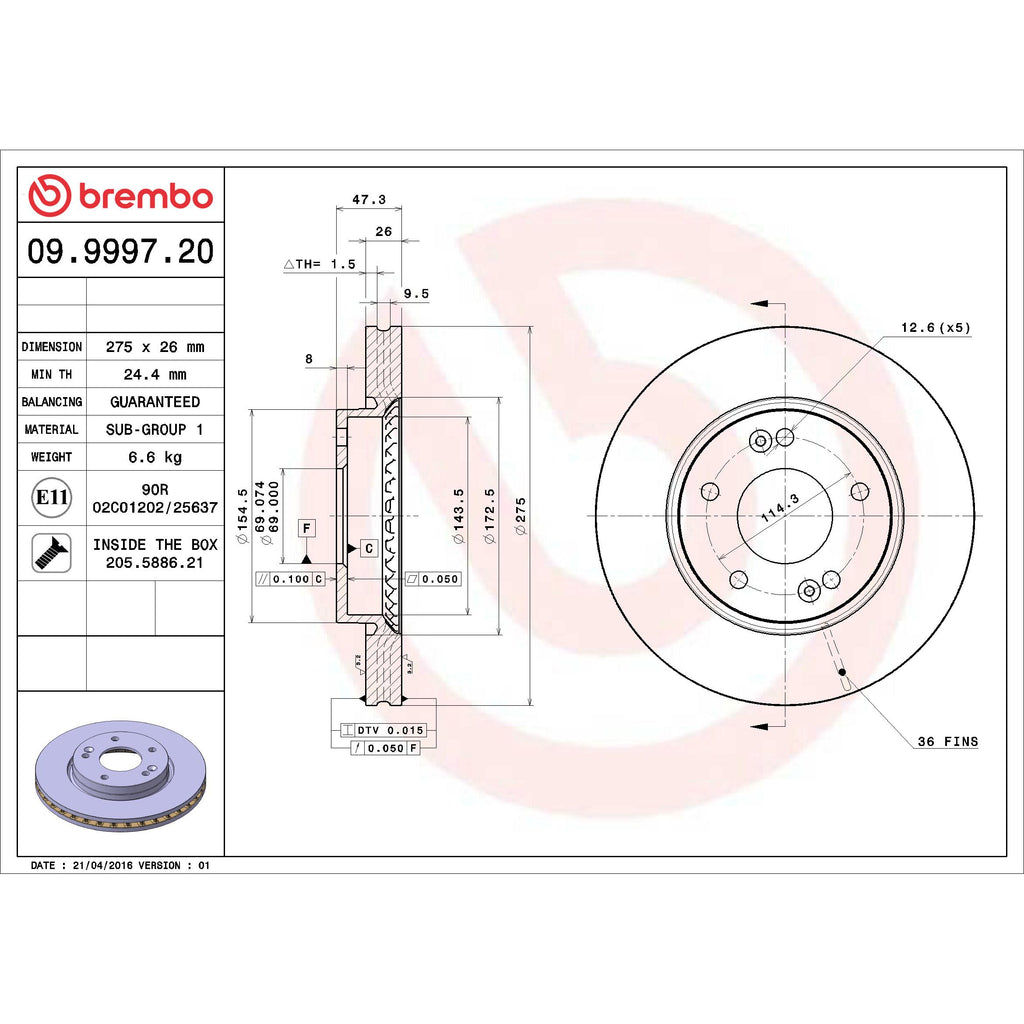 Brembo Disc Brake Rotor 09.9997.20