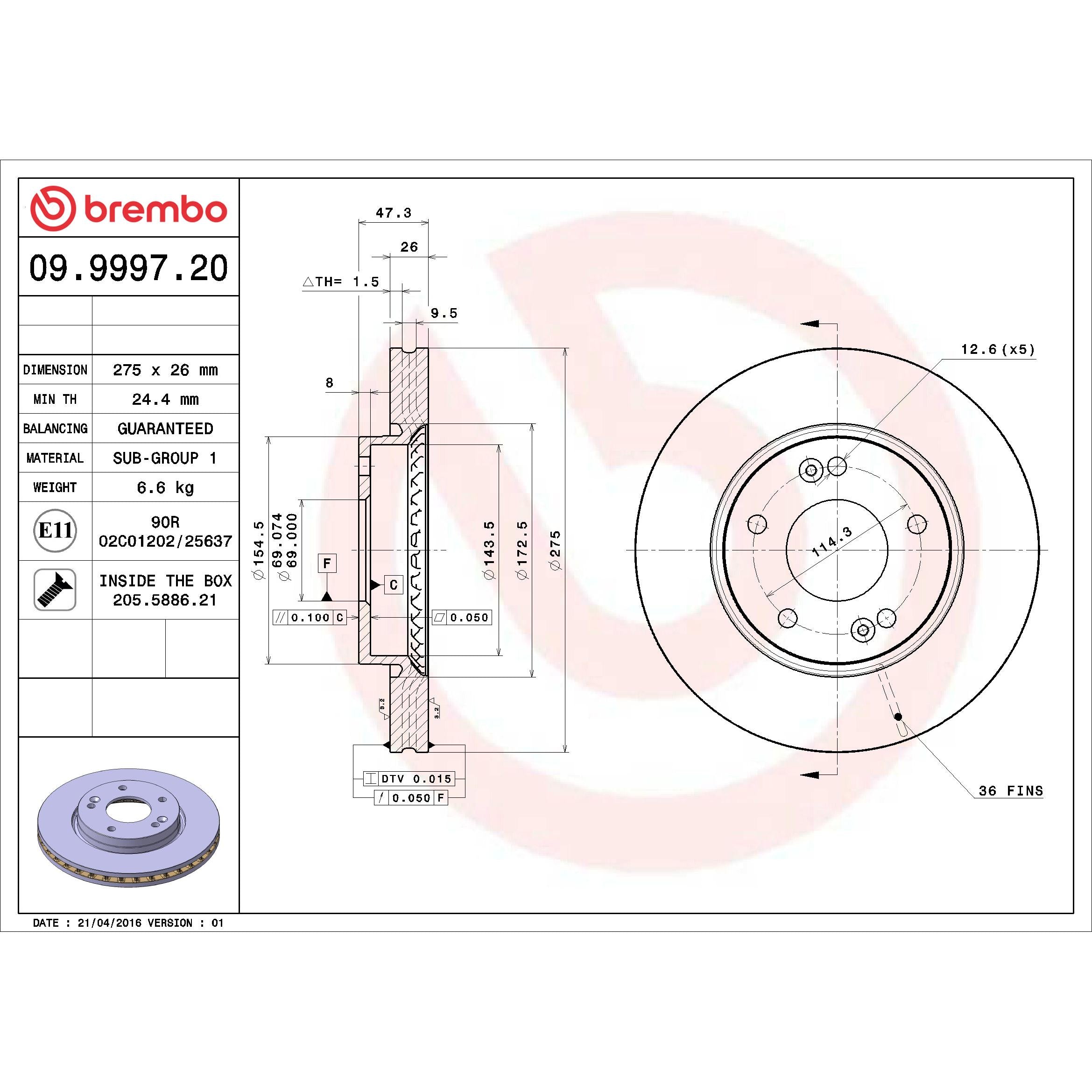 Brembo Disc Brake Rotor 09.9997.20