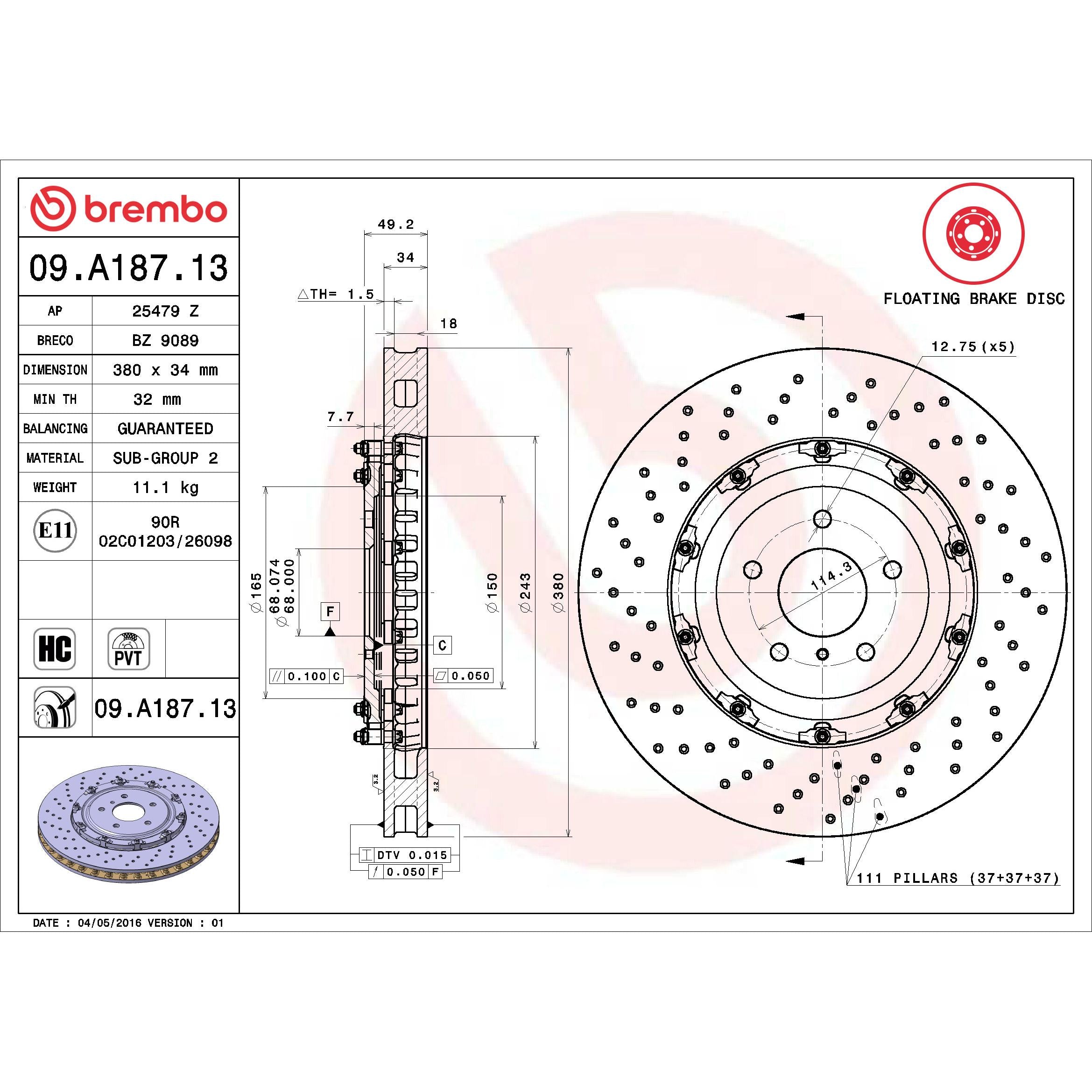 Brembo Disc Brake Rotor 09.A187.13