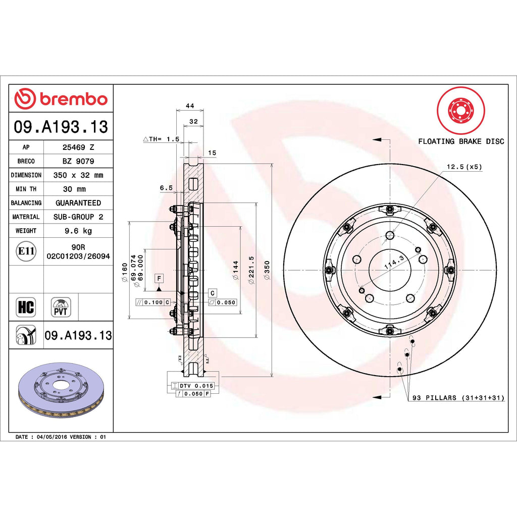 Brembo Disc Brake Rotor 09.A193.13