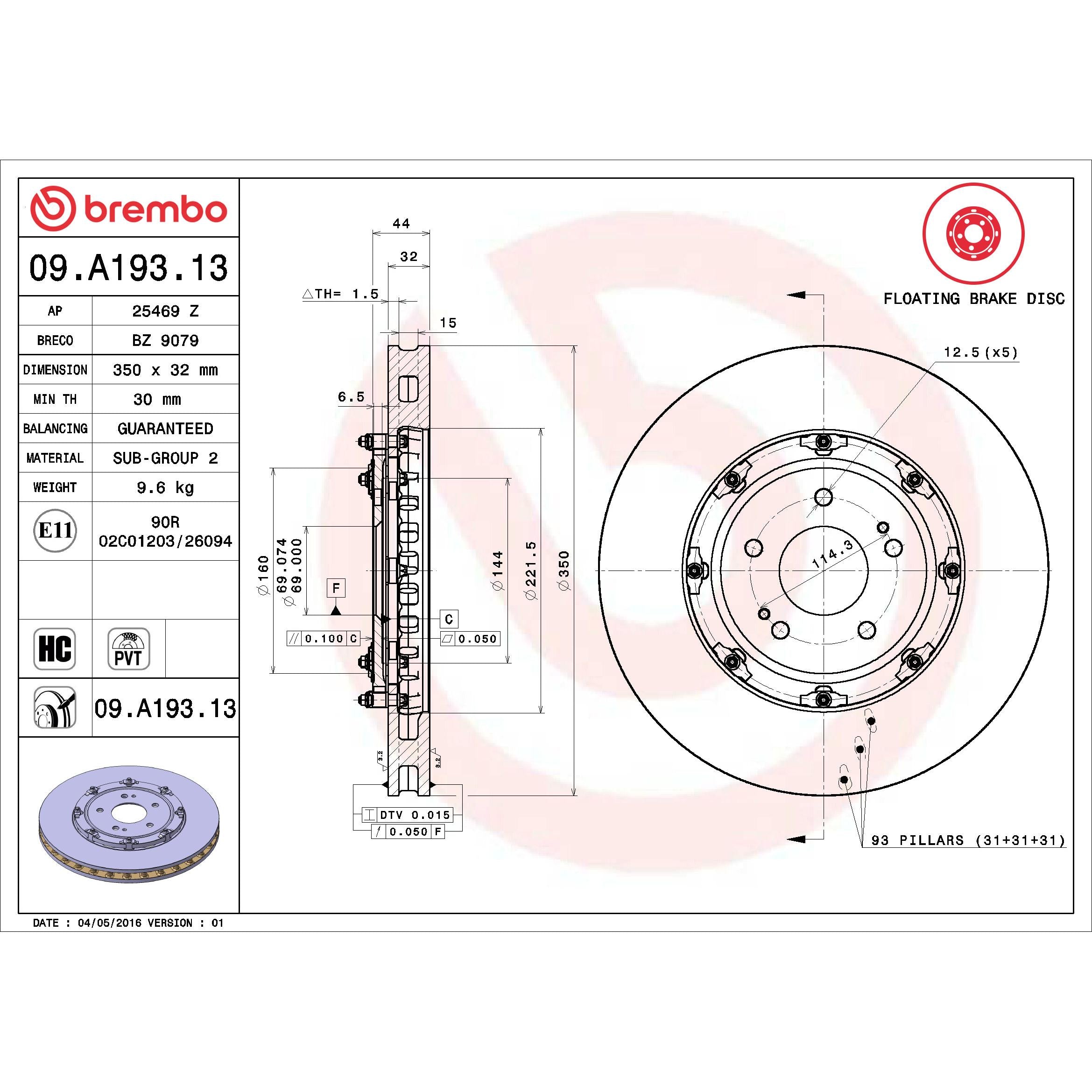 Brembo Disc Brake Rotor 09.A193.13