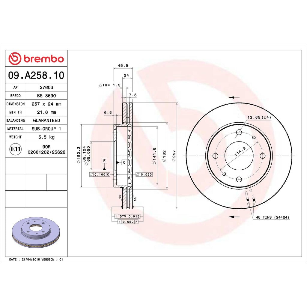 Brembo Disc Brake Rotor 09.A258.10