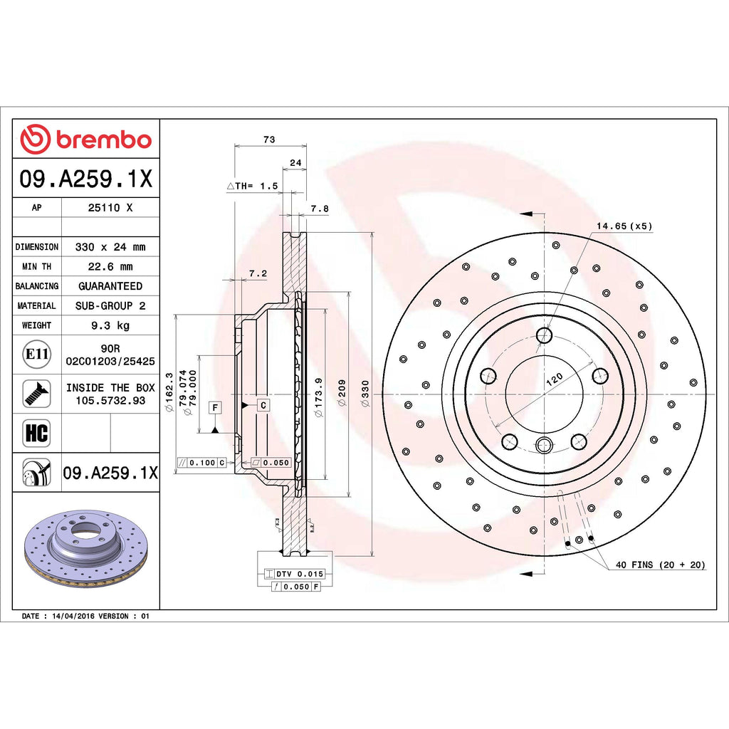 Brembo Disc Brake Rotor 09.A259.1X