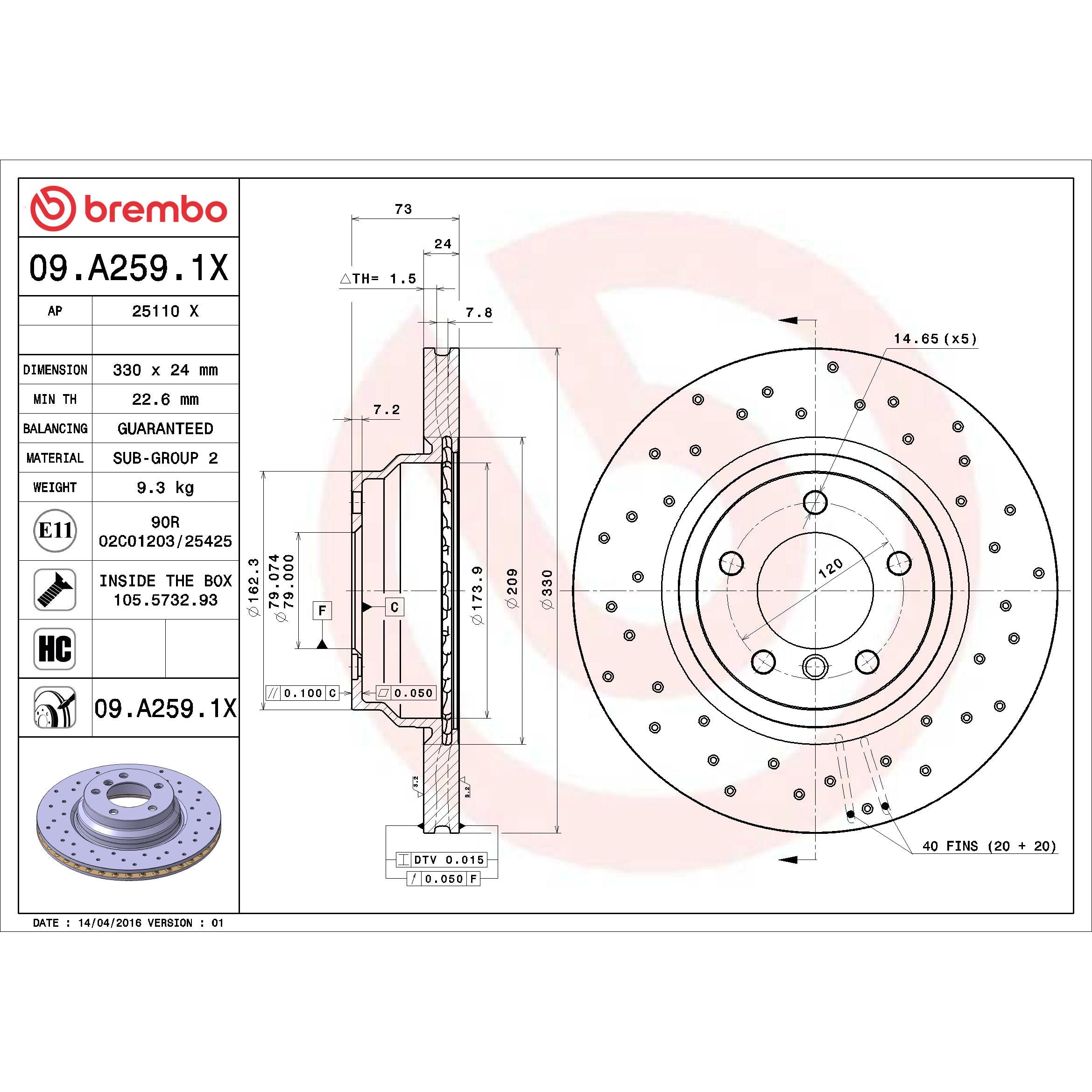 Brembo Disc Brake Rotor 09.A259.1X