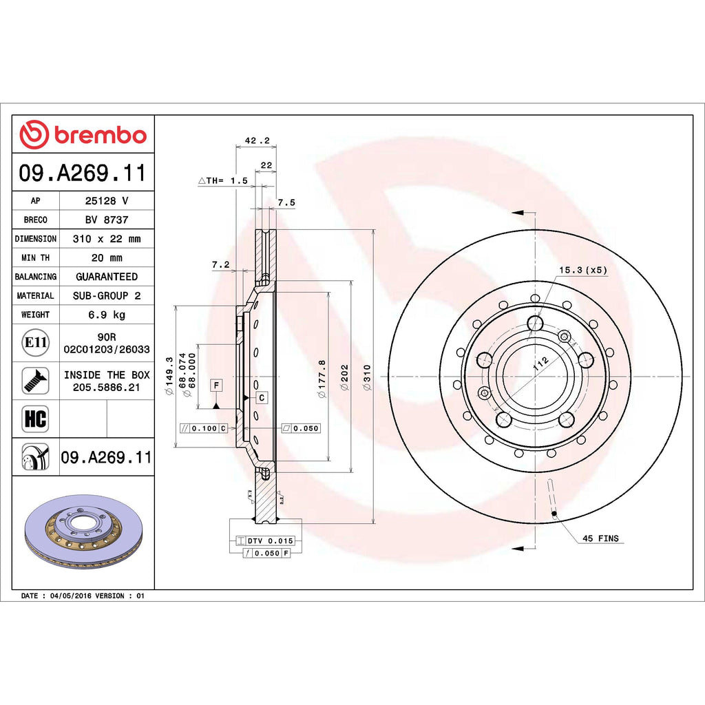 Brembo Disc Brake Rotor 09.A269.11