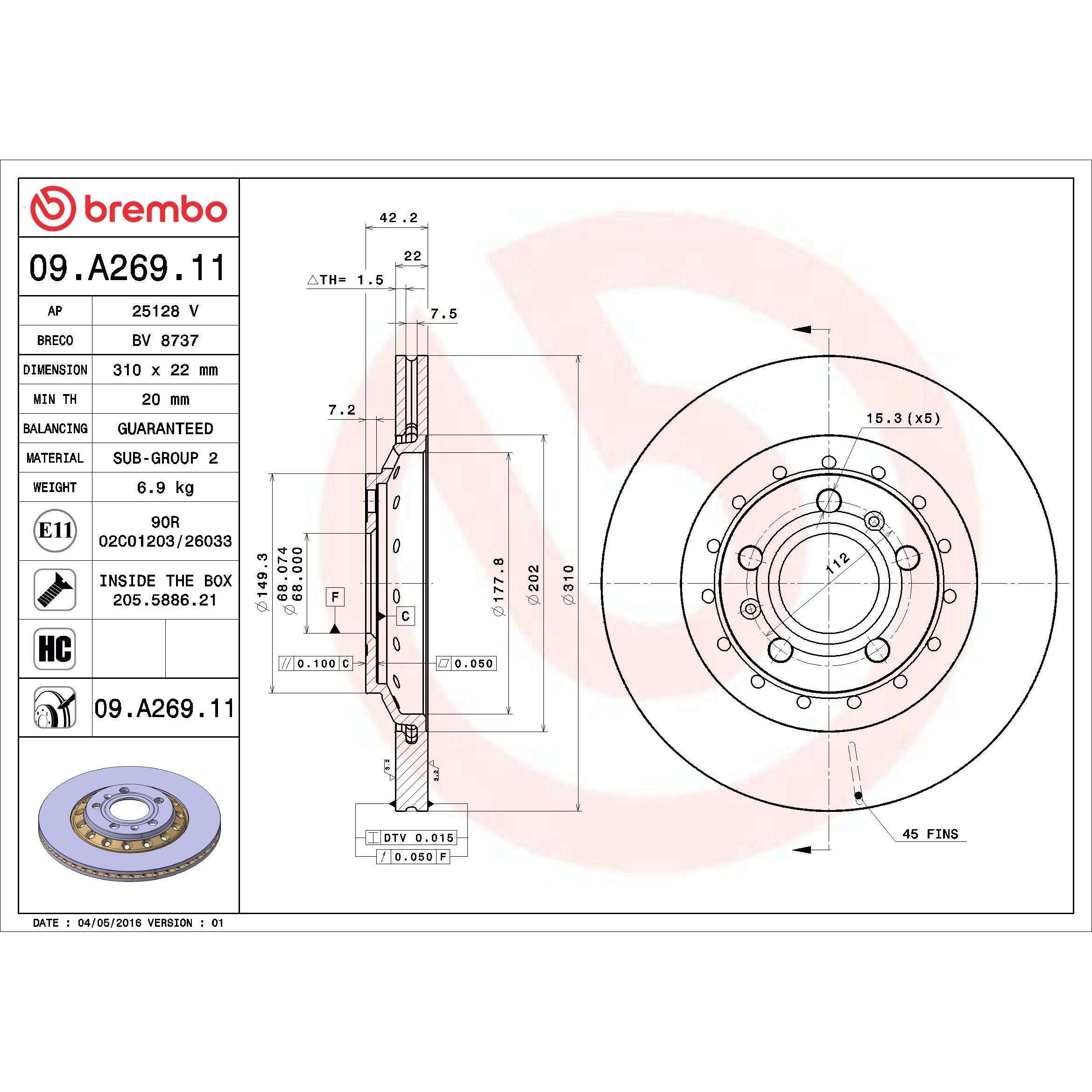 Brembo Disc Brake Rotor 09.A269.11