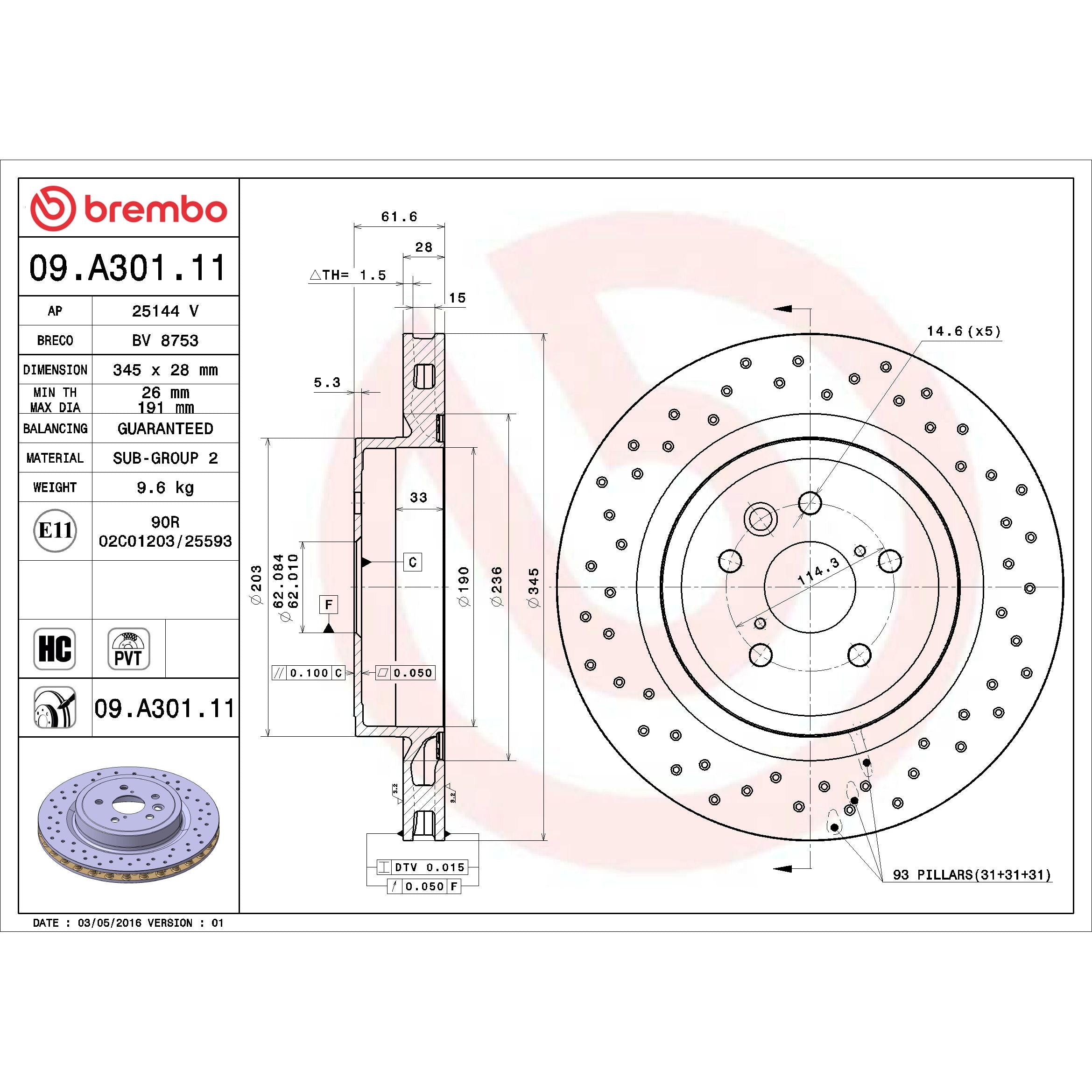 Brembo Disc Brake Rotor 09.A301.11