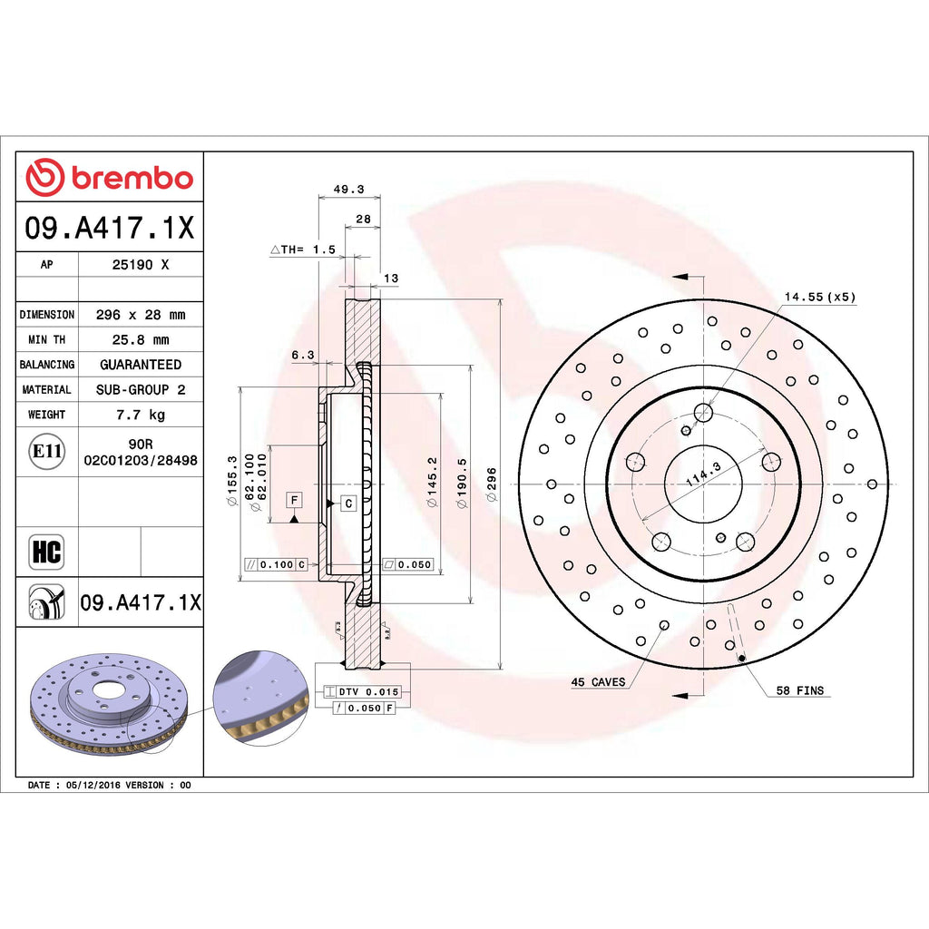 Brembo Disc Brake Rotor 09.A417.1X