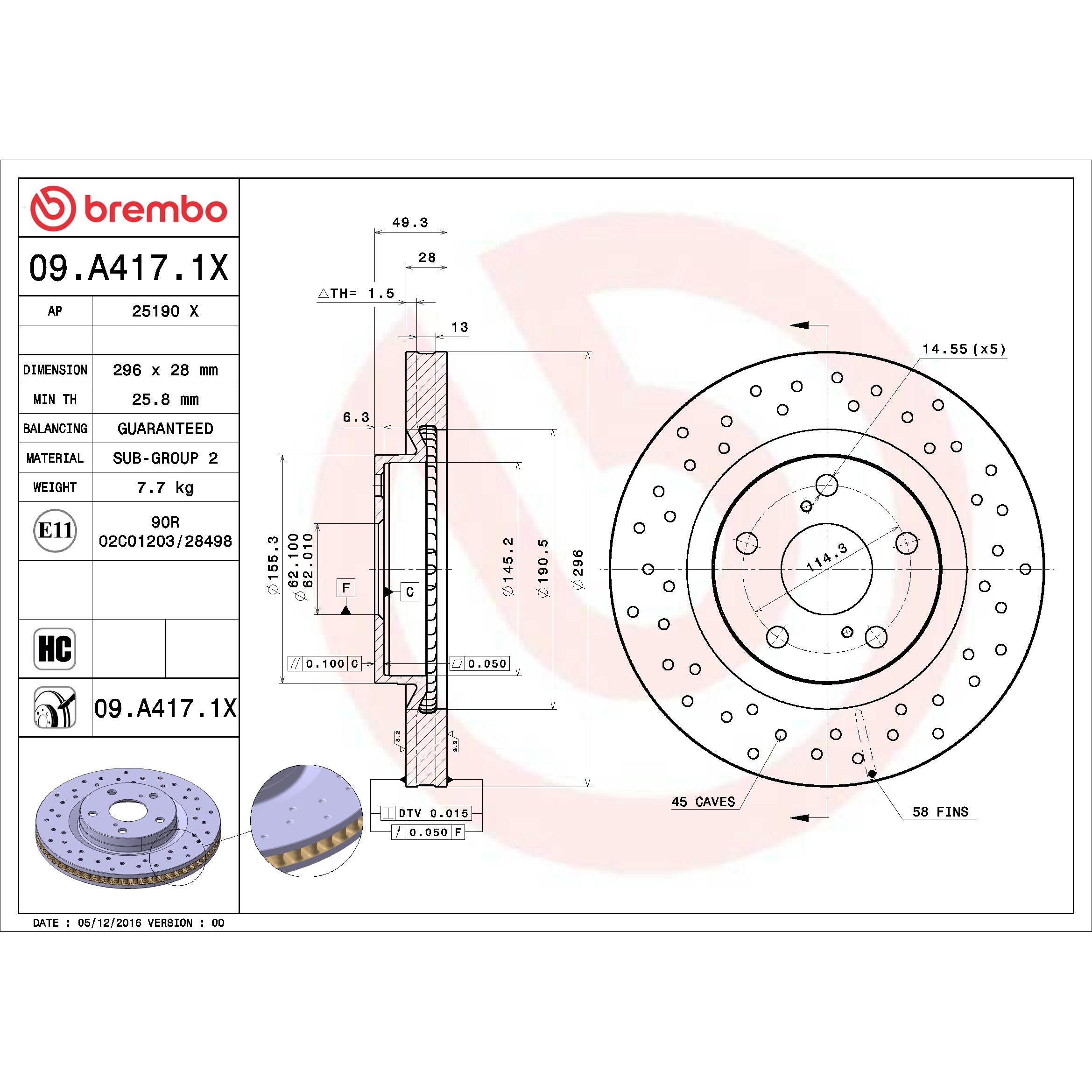 Brembo Disc Brake Rotor 09.A417.1X