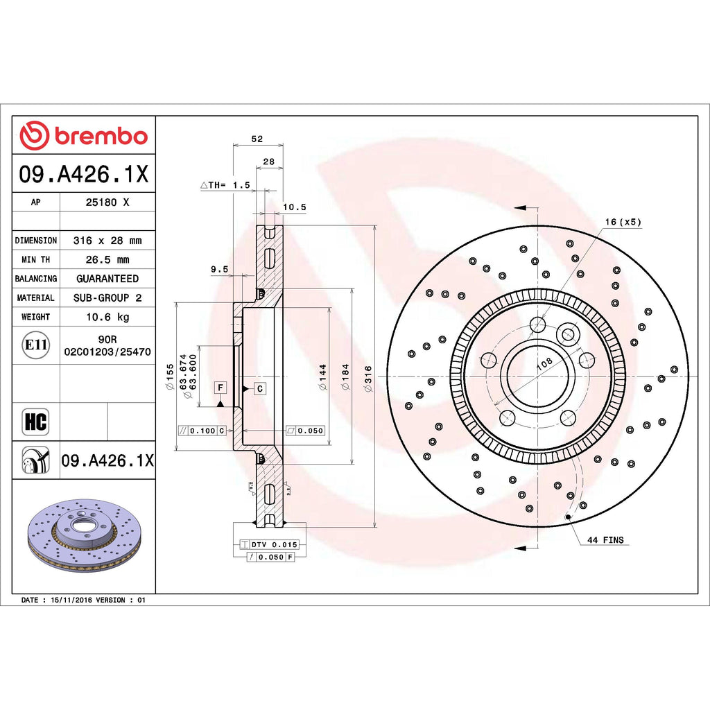 Brembo Disc Brake Rotor 09.A426.1X