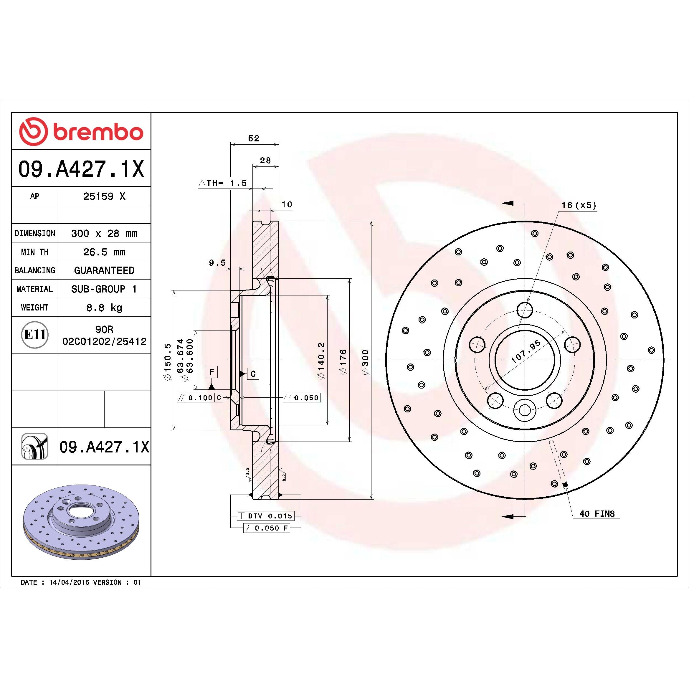 Brembo Disc Brake Rotor 09.A427.1X