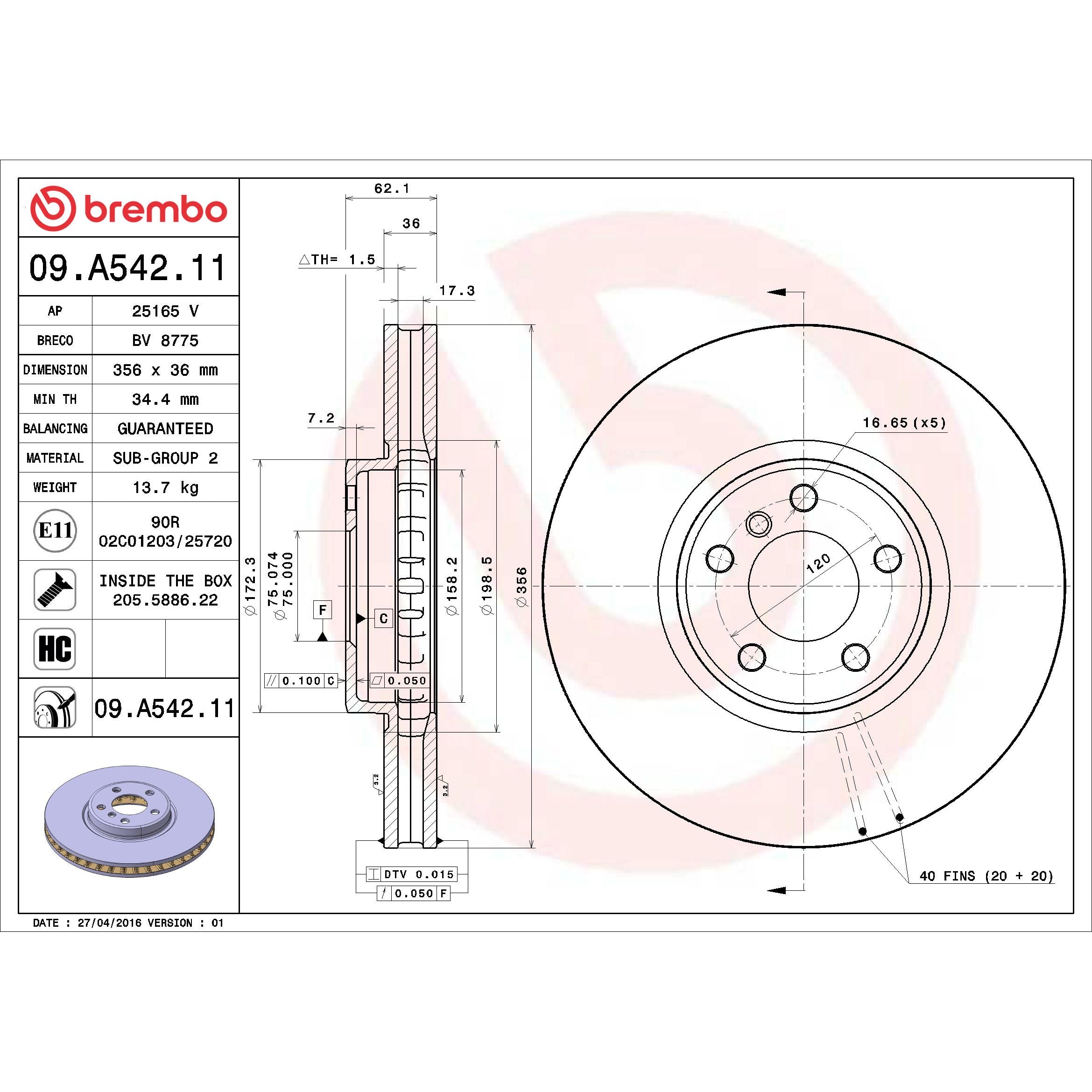 Brembo Disc Brake Rotor 09.A542.11