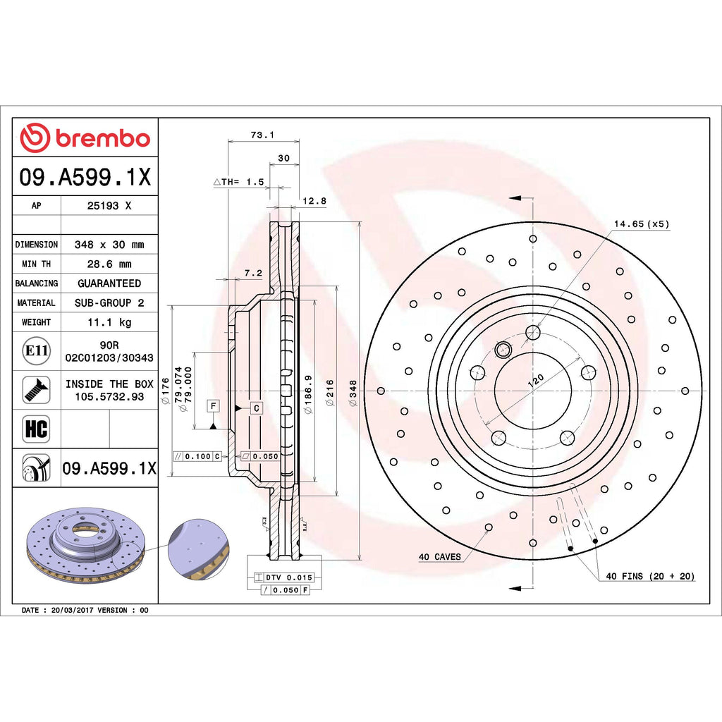 Brembo Disc Brake Rotor 09.A599.1X