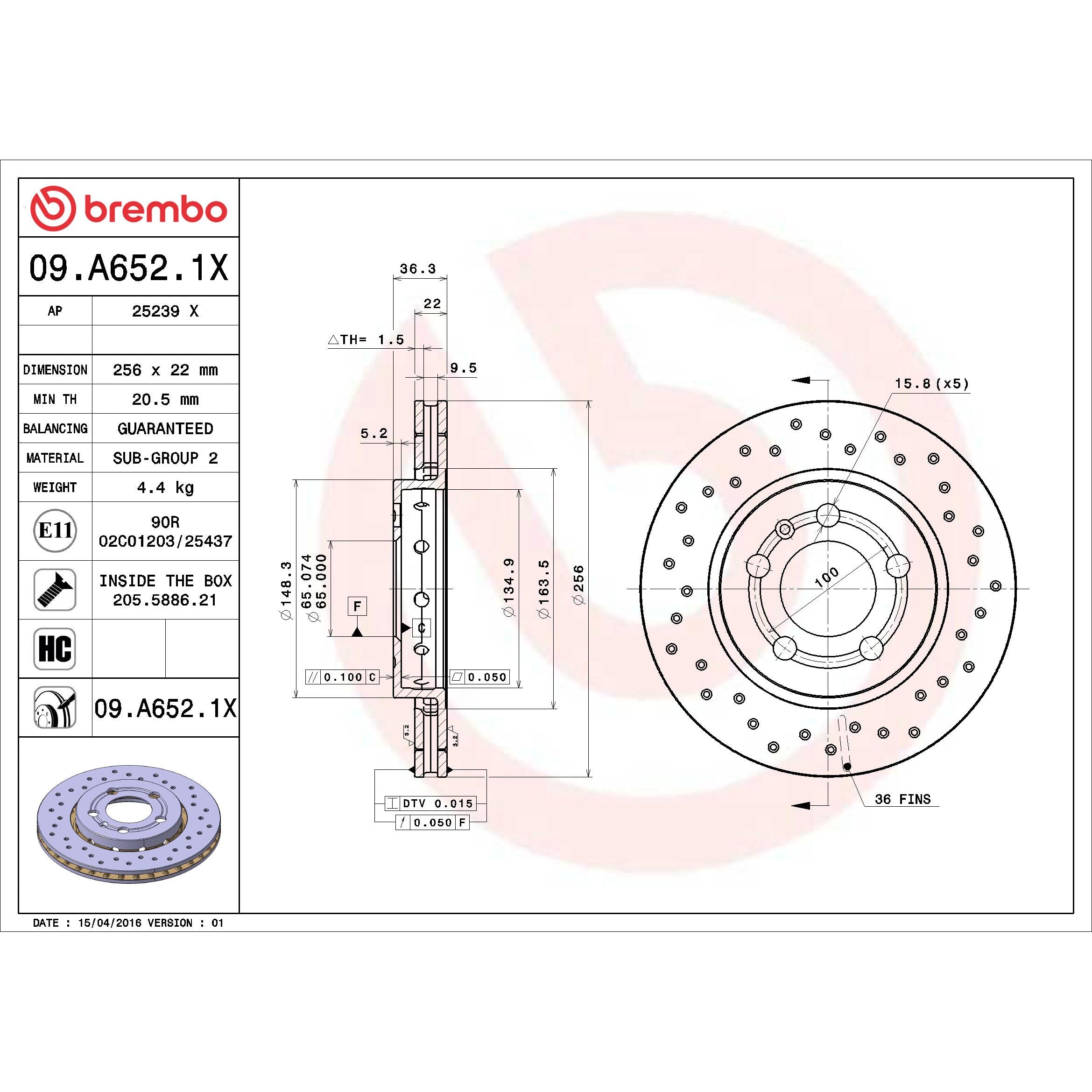 Brembo Disc Brake Rotor 09.A652.1X