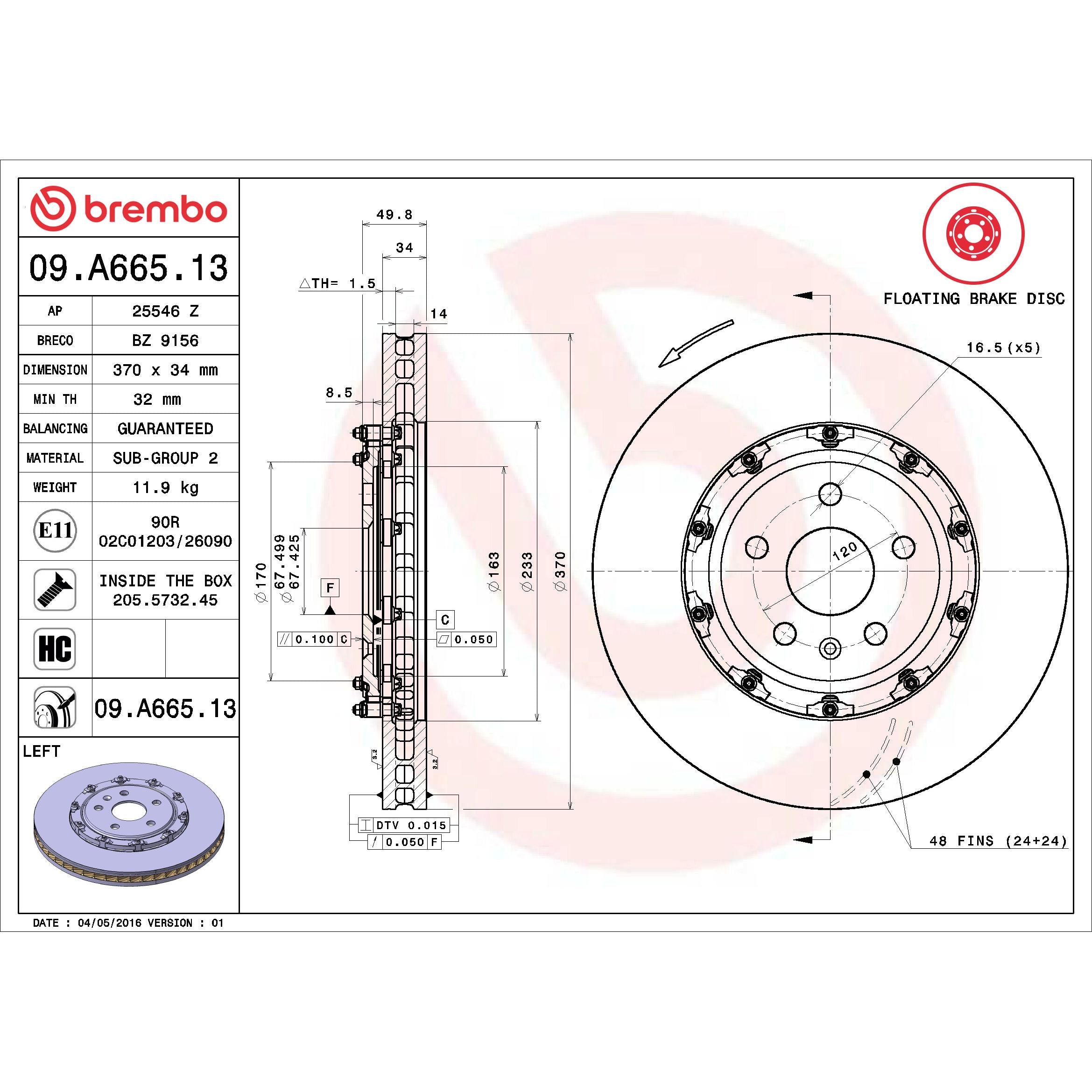 Brembo Disc Brake Rotor 09.A665.13