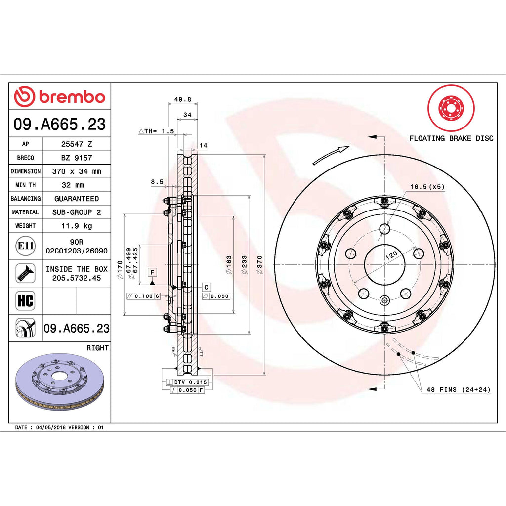 Brembo Disc Brake Rotor 09.A665.23