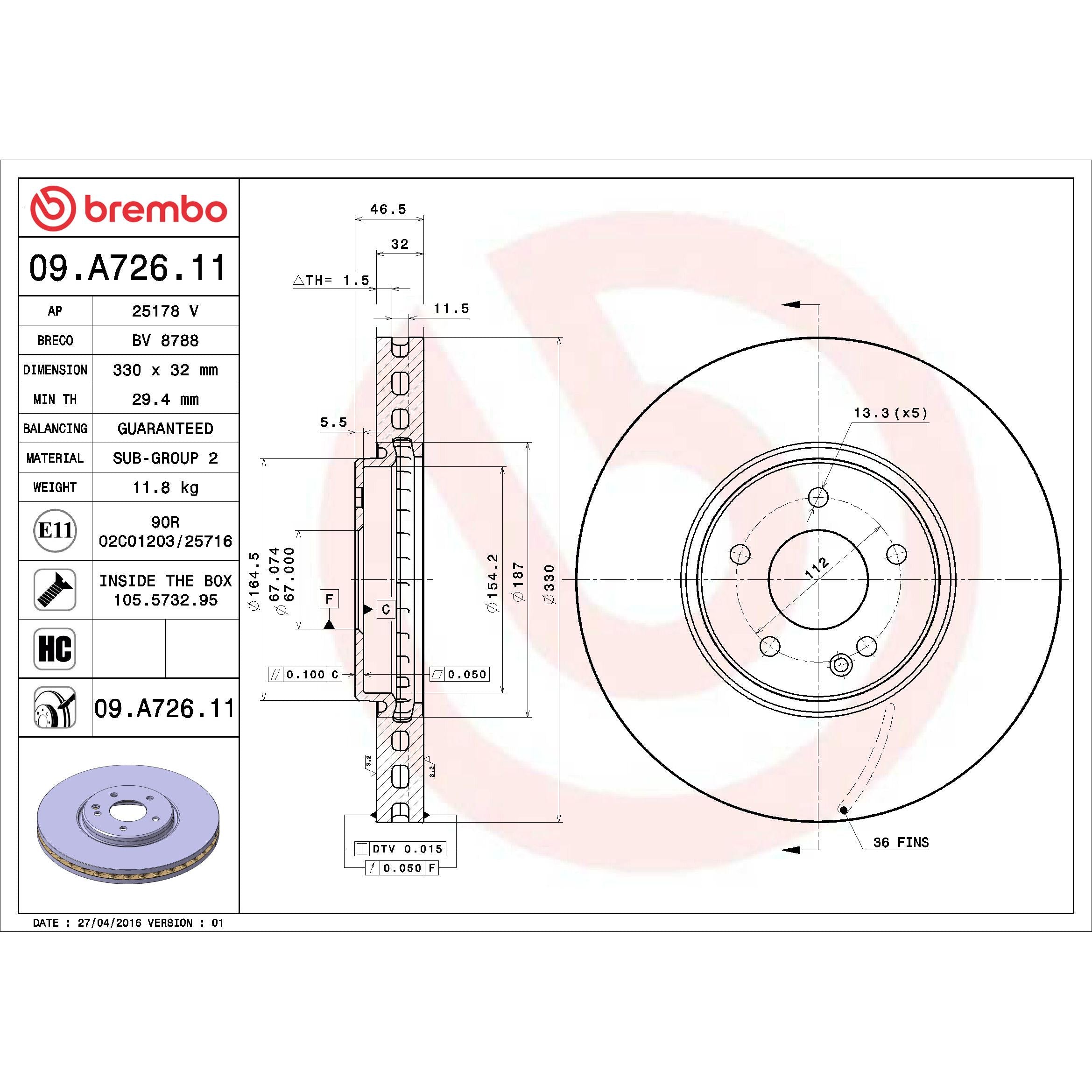 Brembo Disc Brake Rotor 09.A726.11