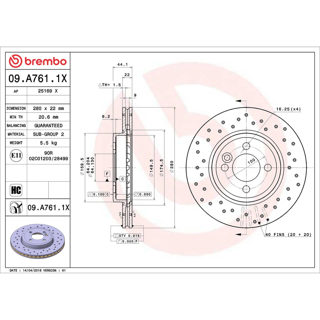 Brembo Disc Brake Rotor 09.A761.1X