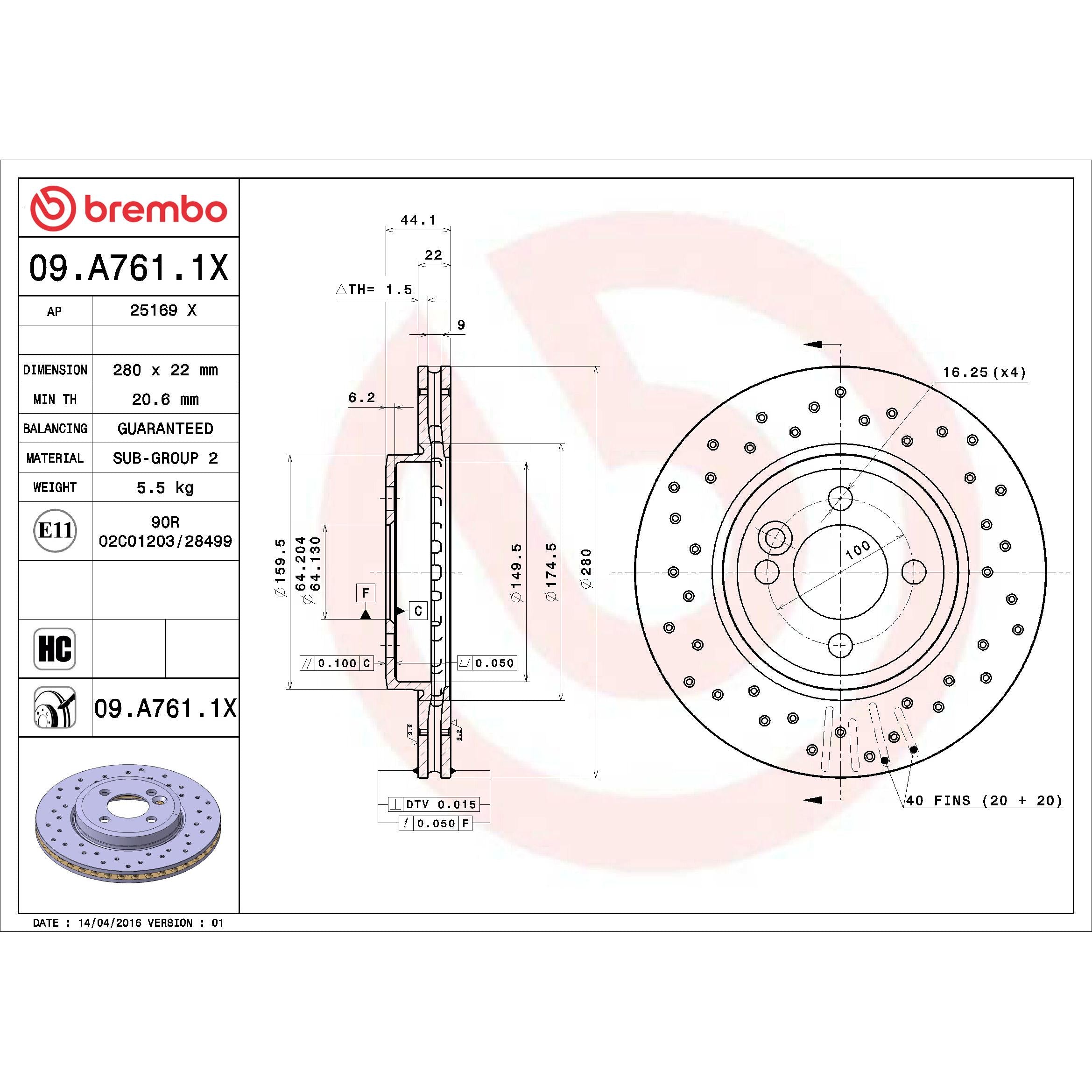 Brembo Disc Brake Rotor 09.A761.1X