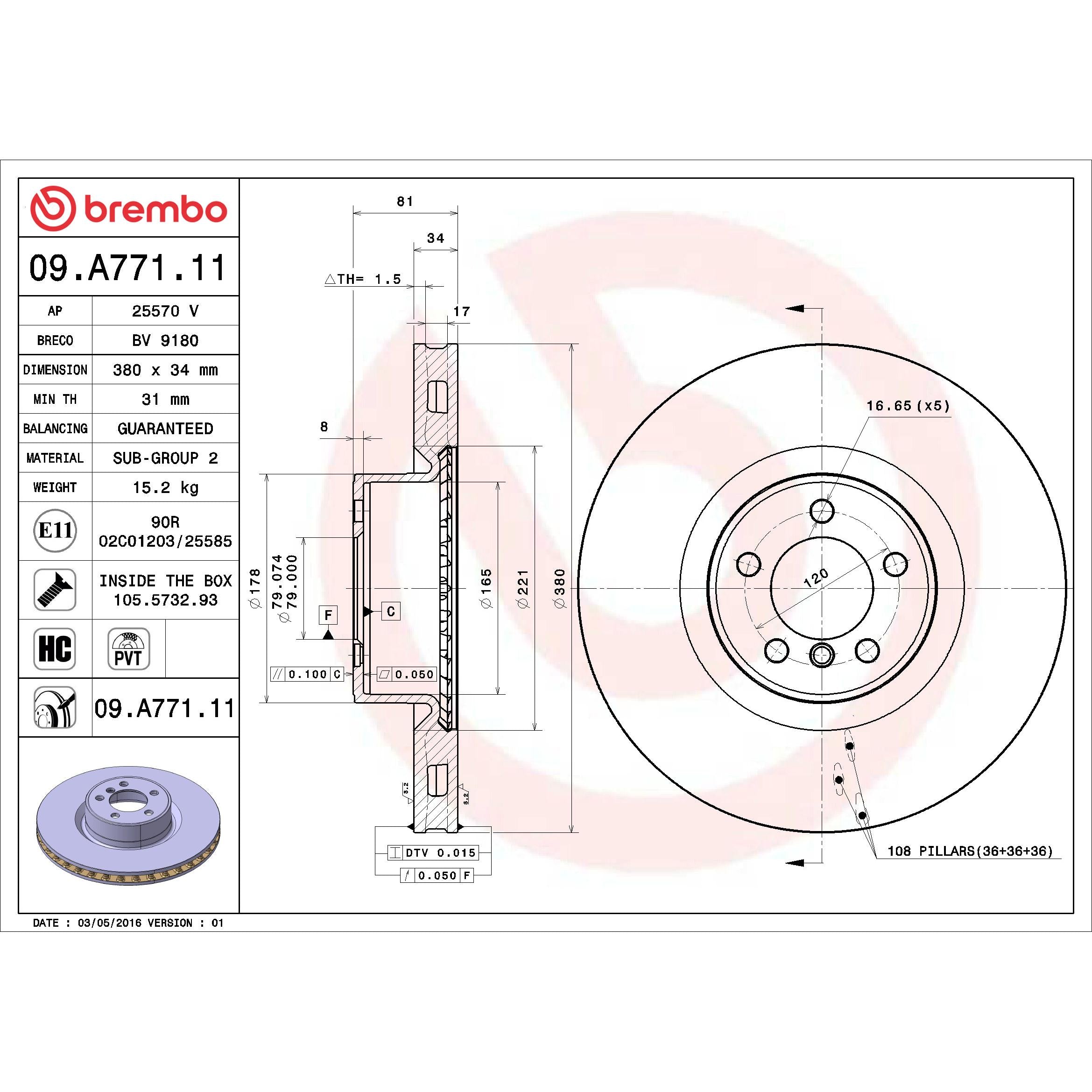 Brembo Disc Brake Rotor 09.A771.11