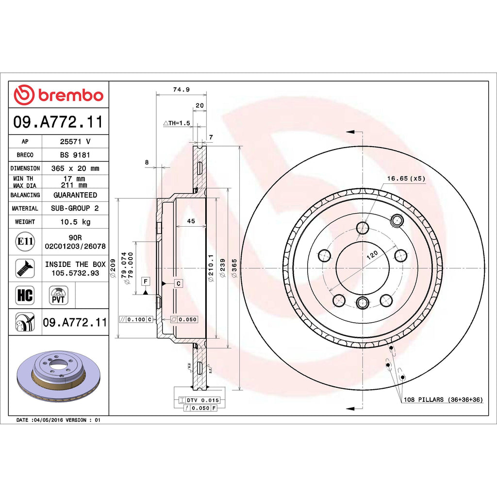 Brembo Disc Brake Rotor 09.A772.11