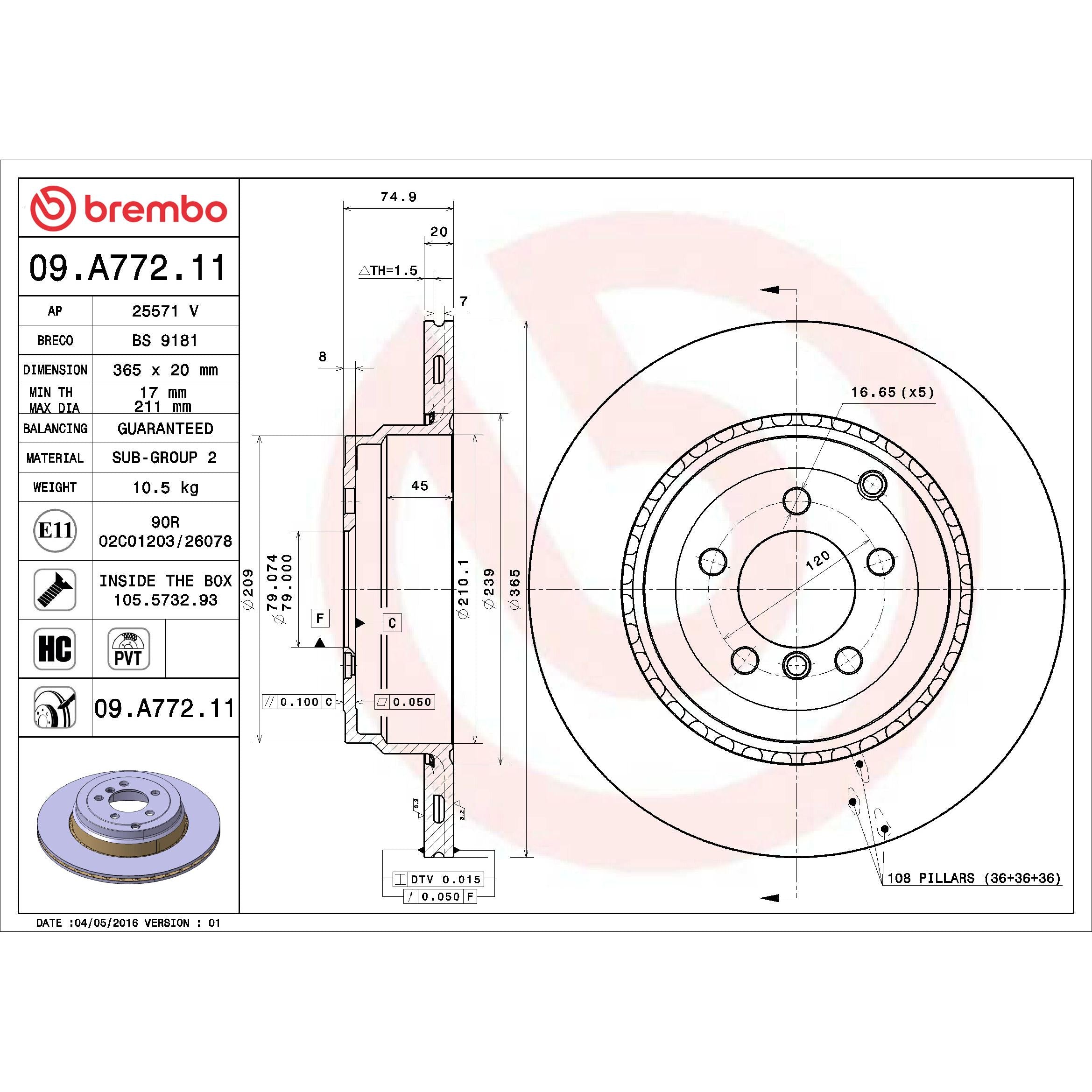 Brembo Disc Brake Rotor 09.A772.11