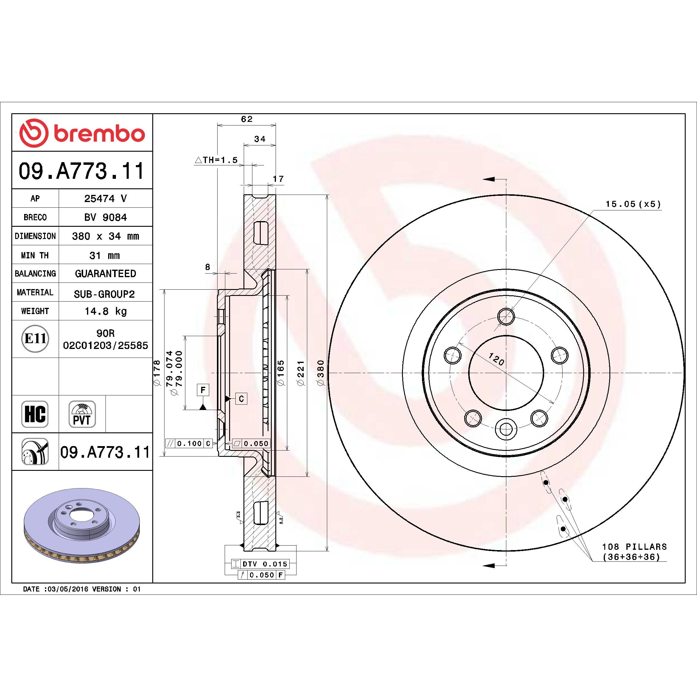 Brembo Disc Brake Rotor 09.A773.11