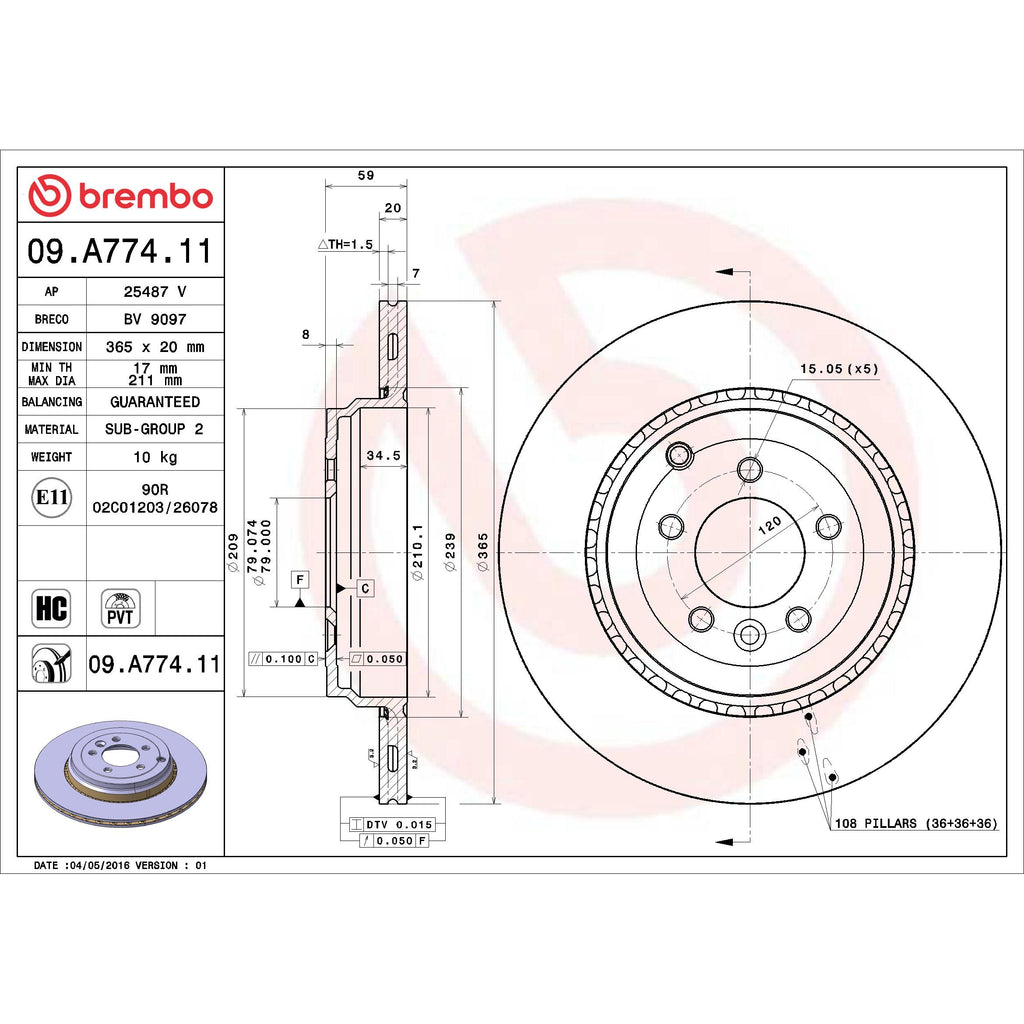 Brembo Disc Brake Rotor 09.A774.11