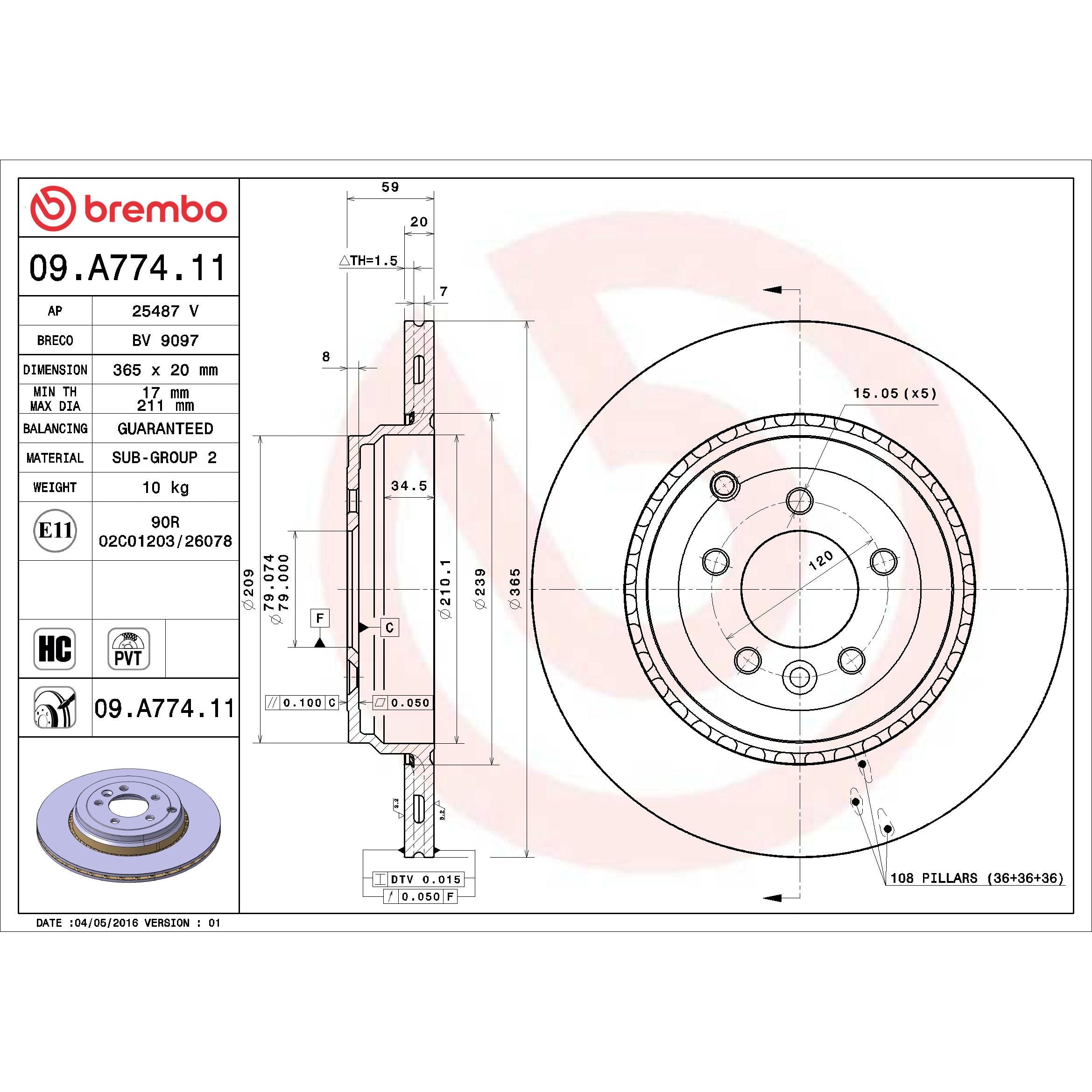 Brembo Disc Brake Rotor 09.A774.11