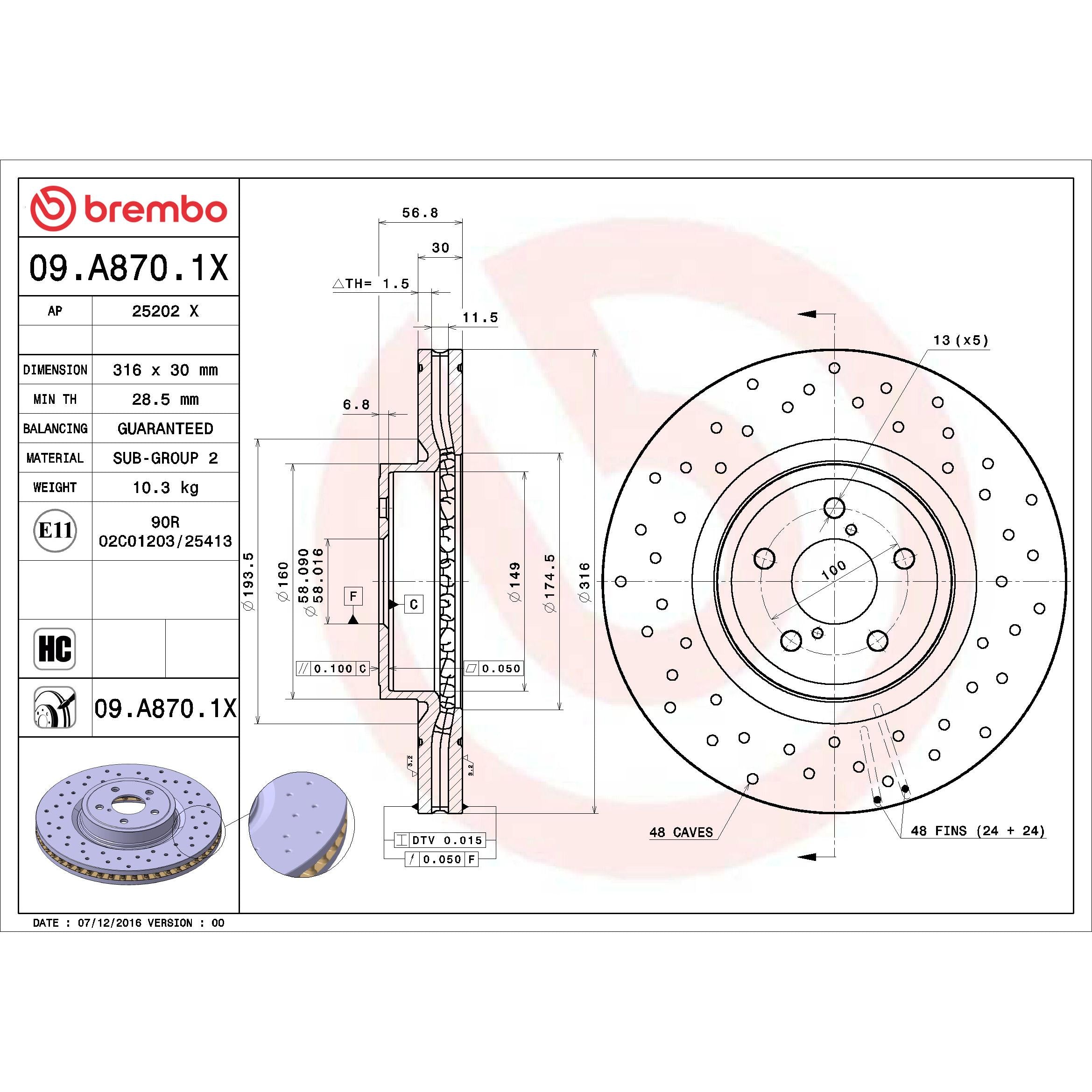 Brembo Disc Brake Rotor 09.A870.1X
