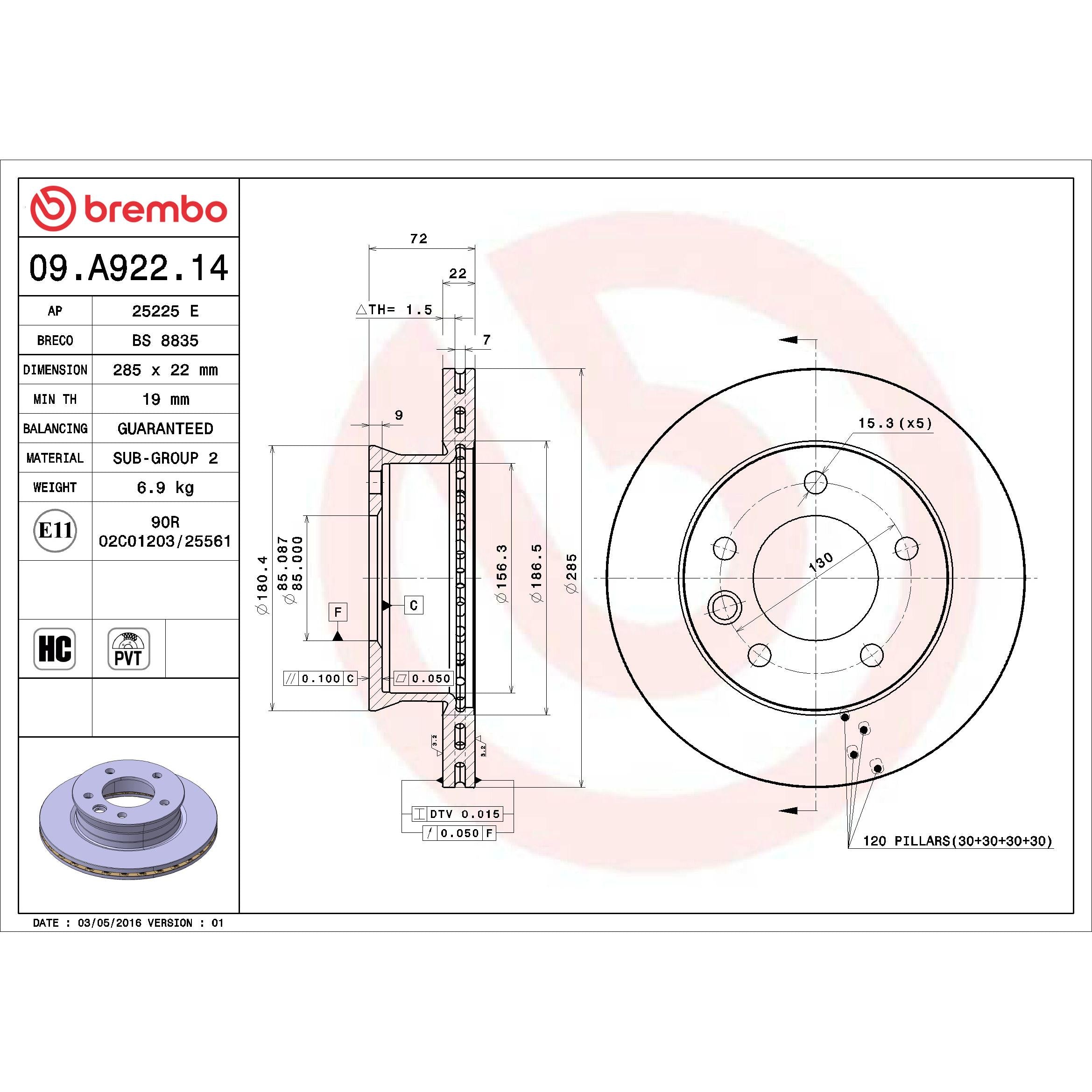 Brembo Disc Brake Rotor 09.A922.14