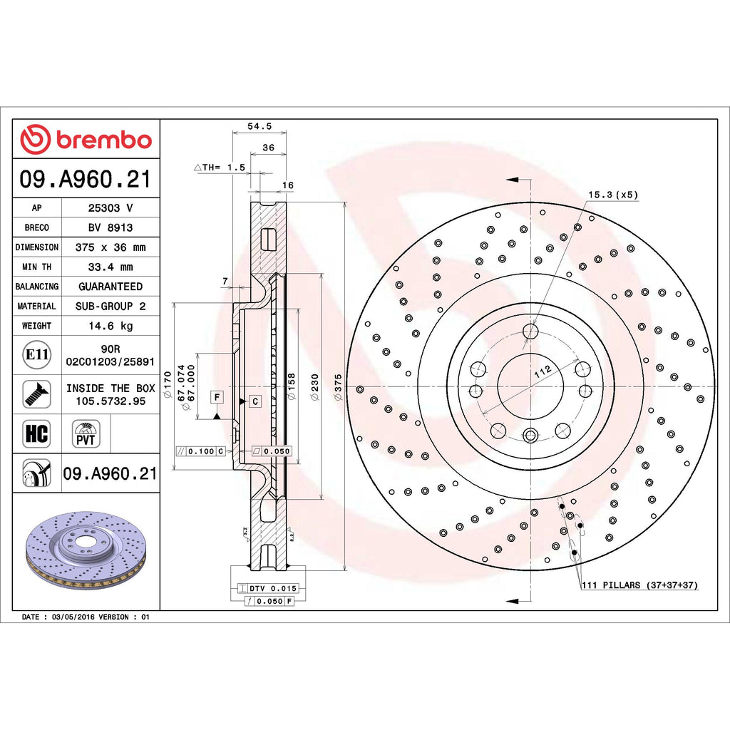 Brembo Disc Brake Rotor 09.A960.21