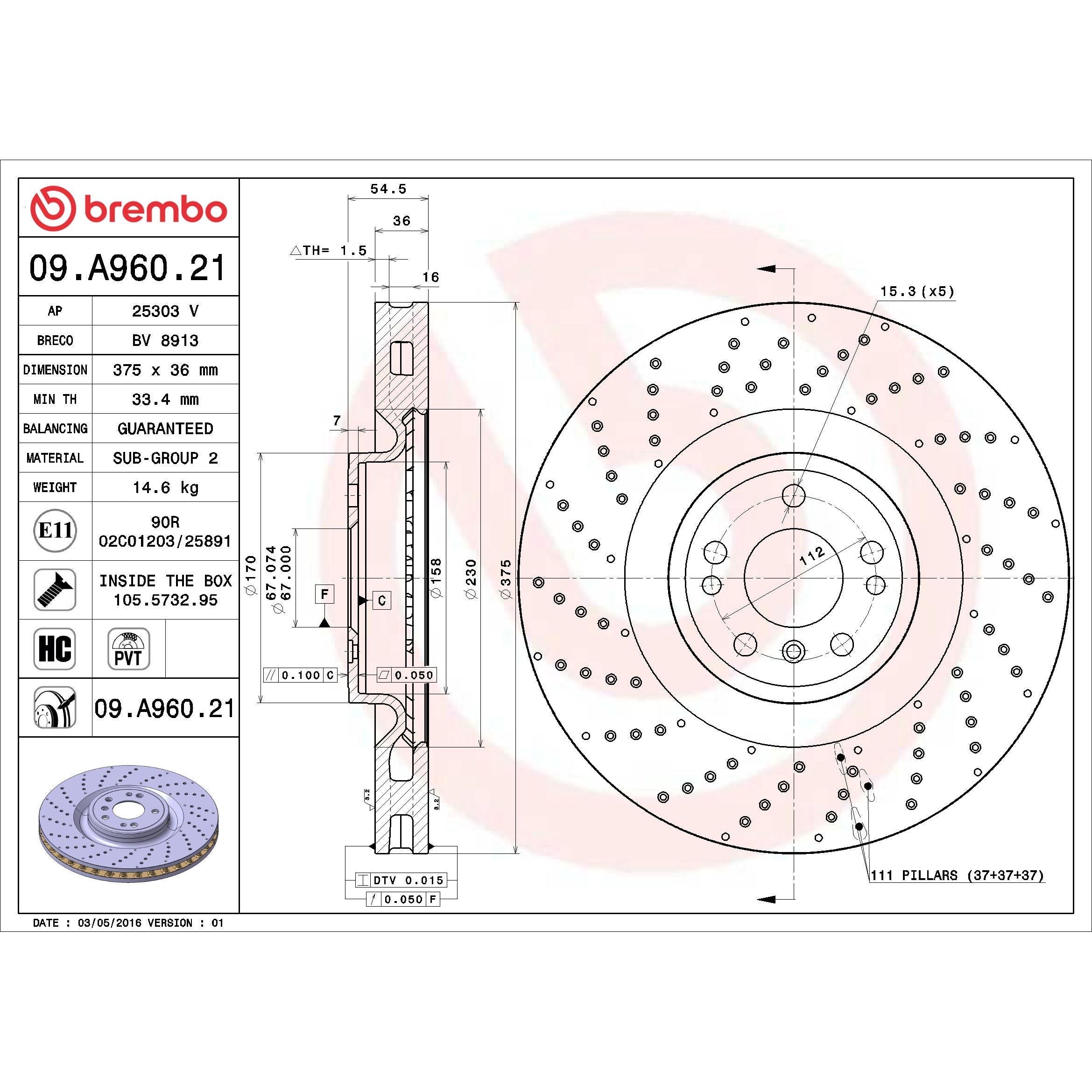 Brembo Disc Brake Rotor 09.A960.21