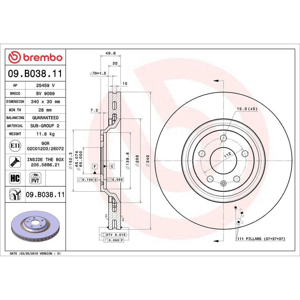 Brembo Disc Brake Rotor 09.B038.11