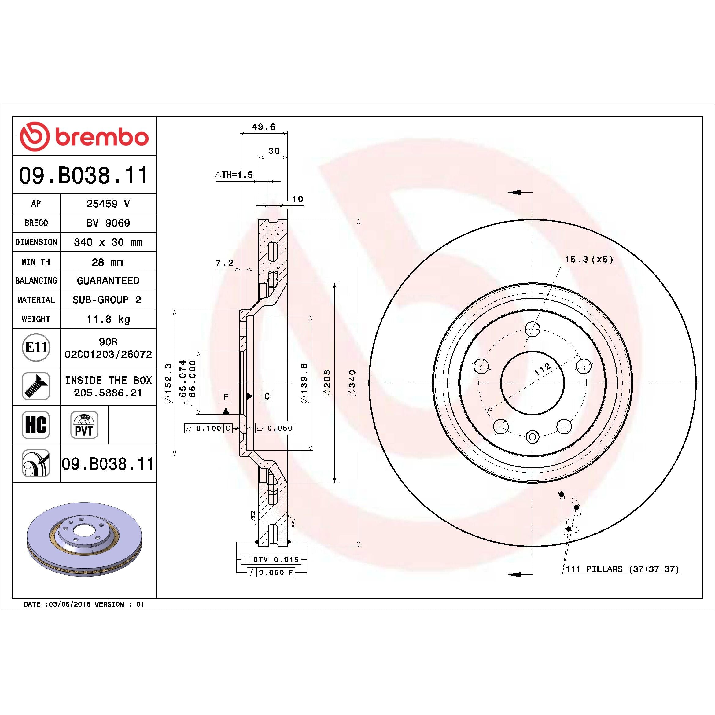 Brembo Disc Brake Rotor 09.B038.11