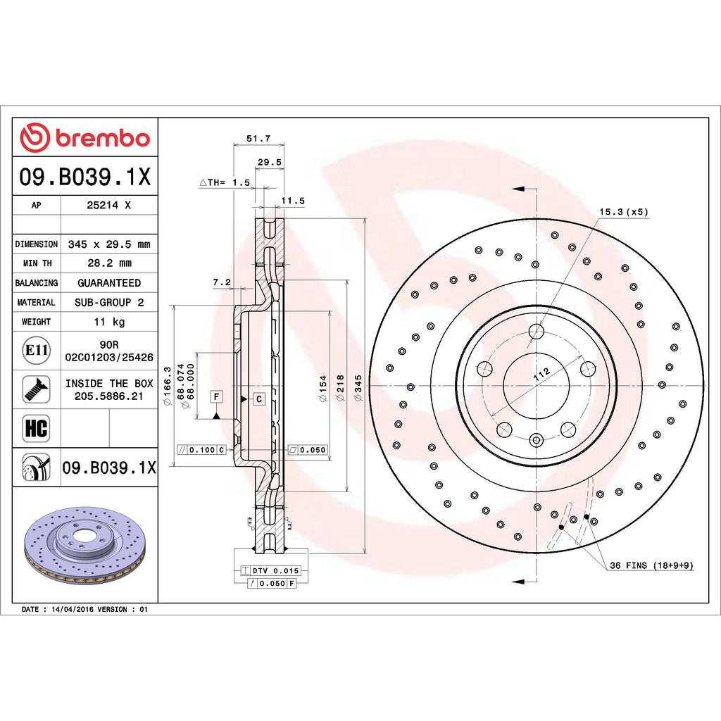 Brembo Disc Brake Rotor 09.B039.1X