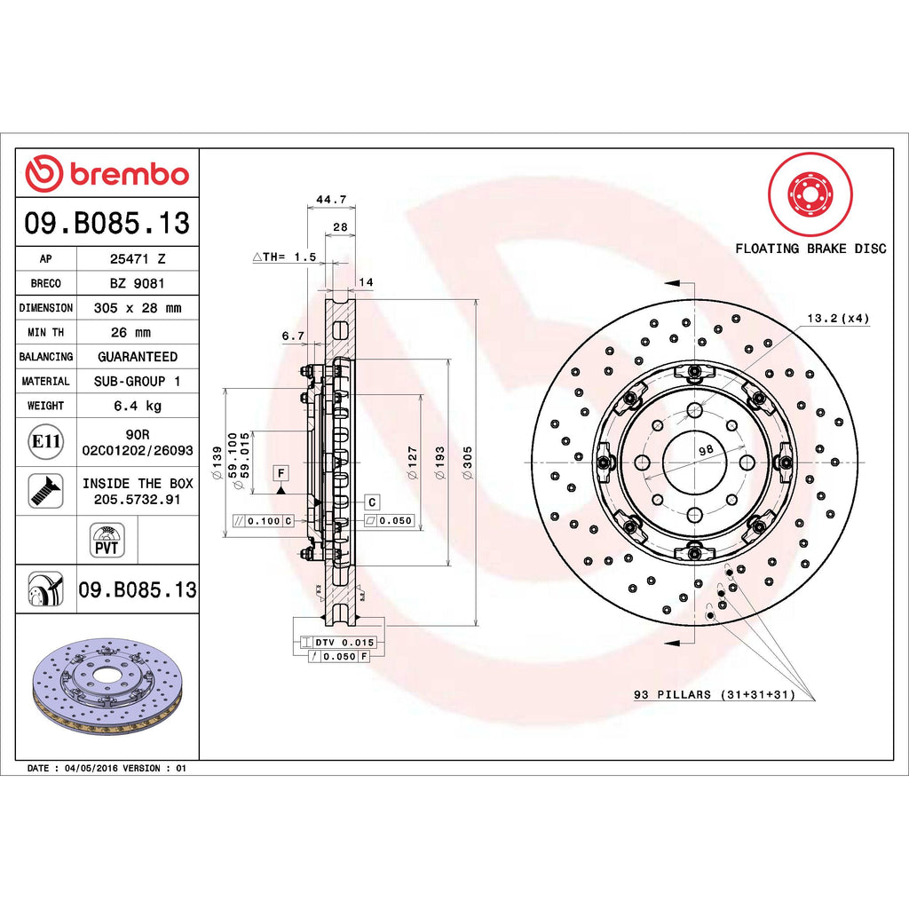 Brembo Disc Brake Rotor 09.B085.13